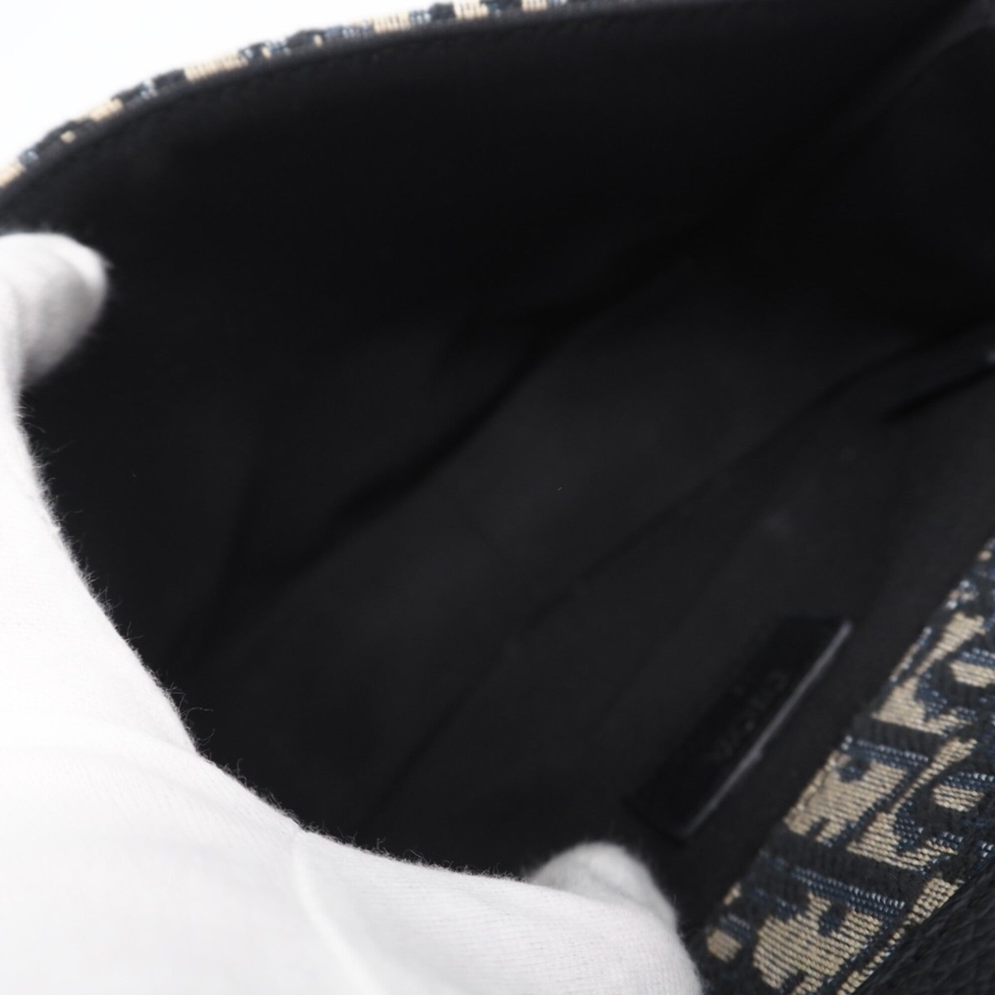 Christian Dior Gray Navy Cotton Canvas Shoulder Bag (Pre-Owned)