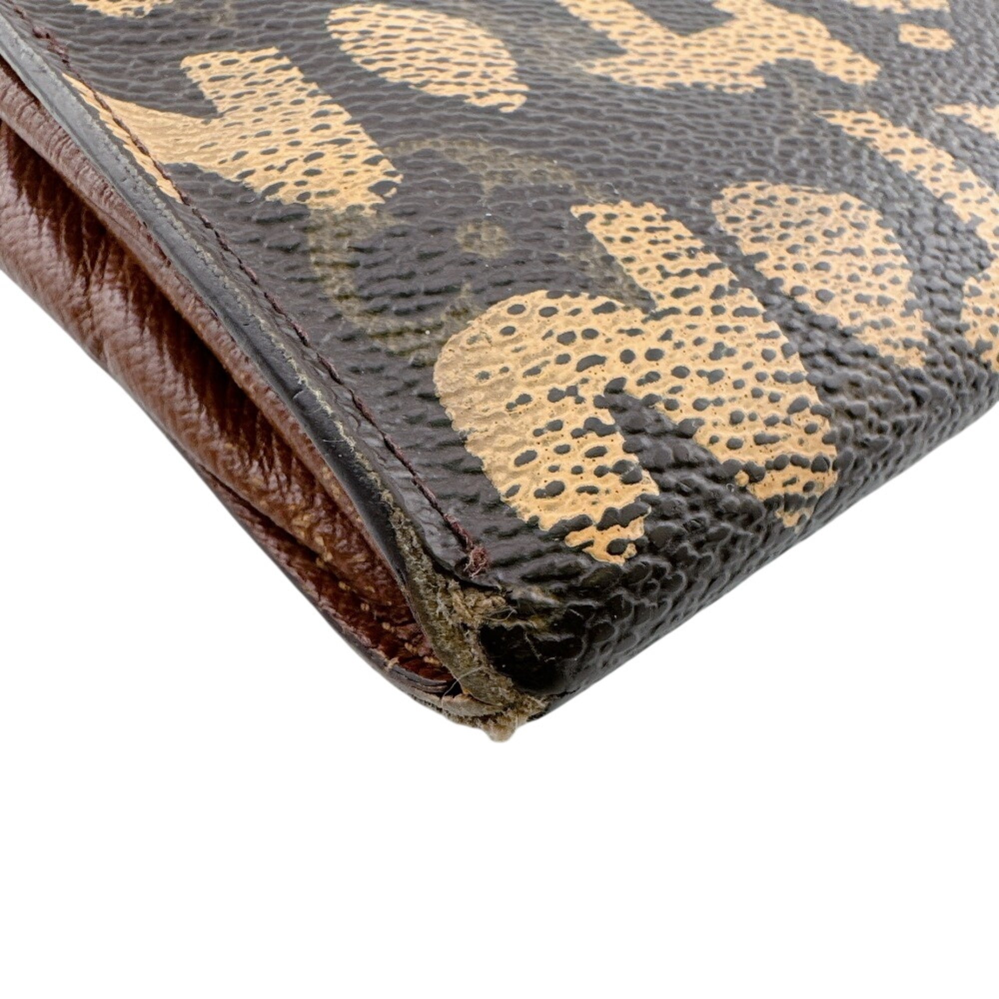 Louis Vuitton Brown Leather Long Wallet (Tri-Fold) (Pre-Owned)