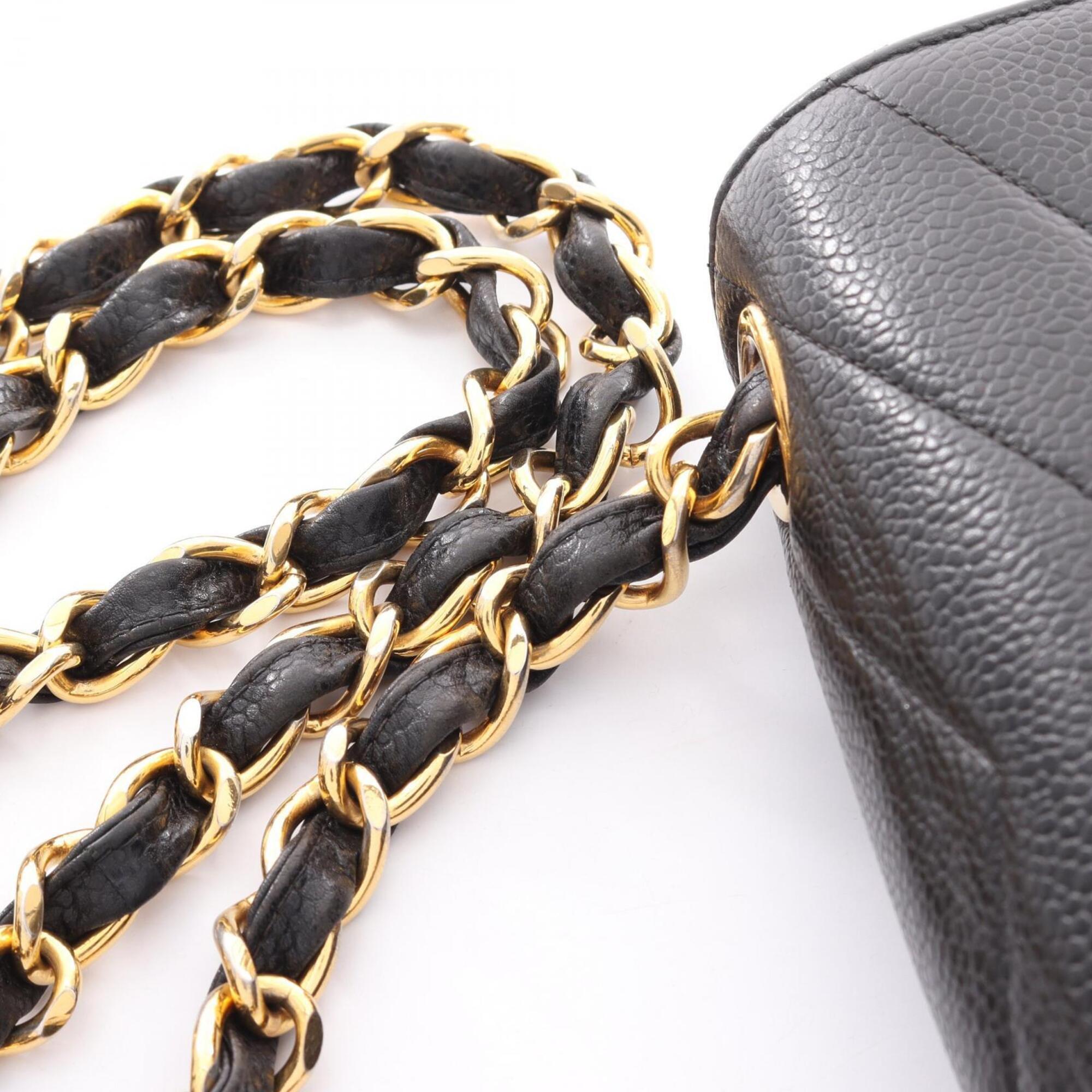 Chanel Black Leather Handbag Shoulder Bag (Pre-Owned)