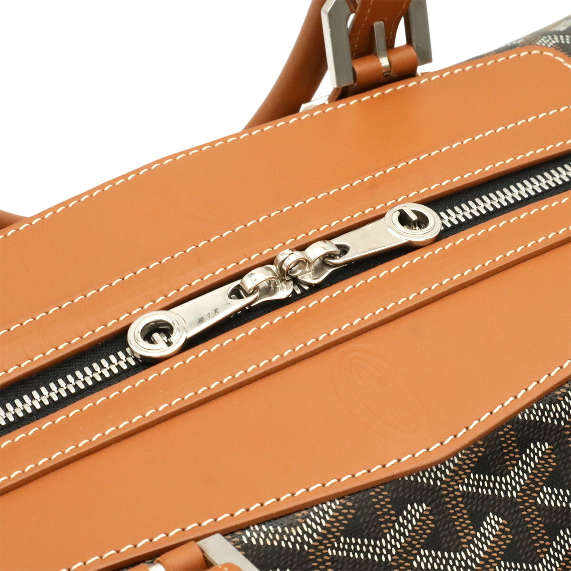 Goyard Black Brown White Coated Canvas Leather Boston Bag (Pre-Owned)