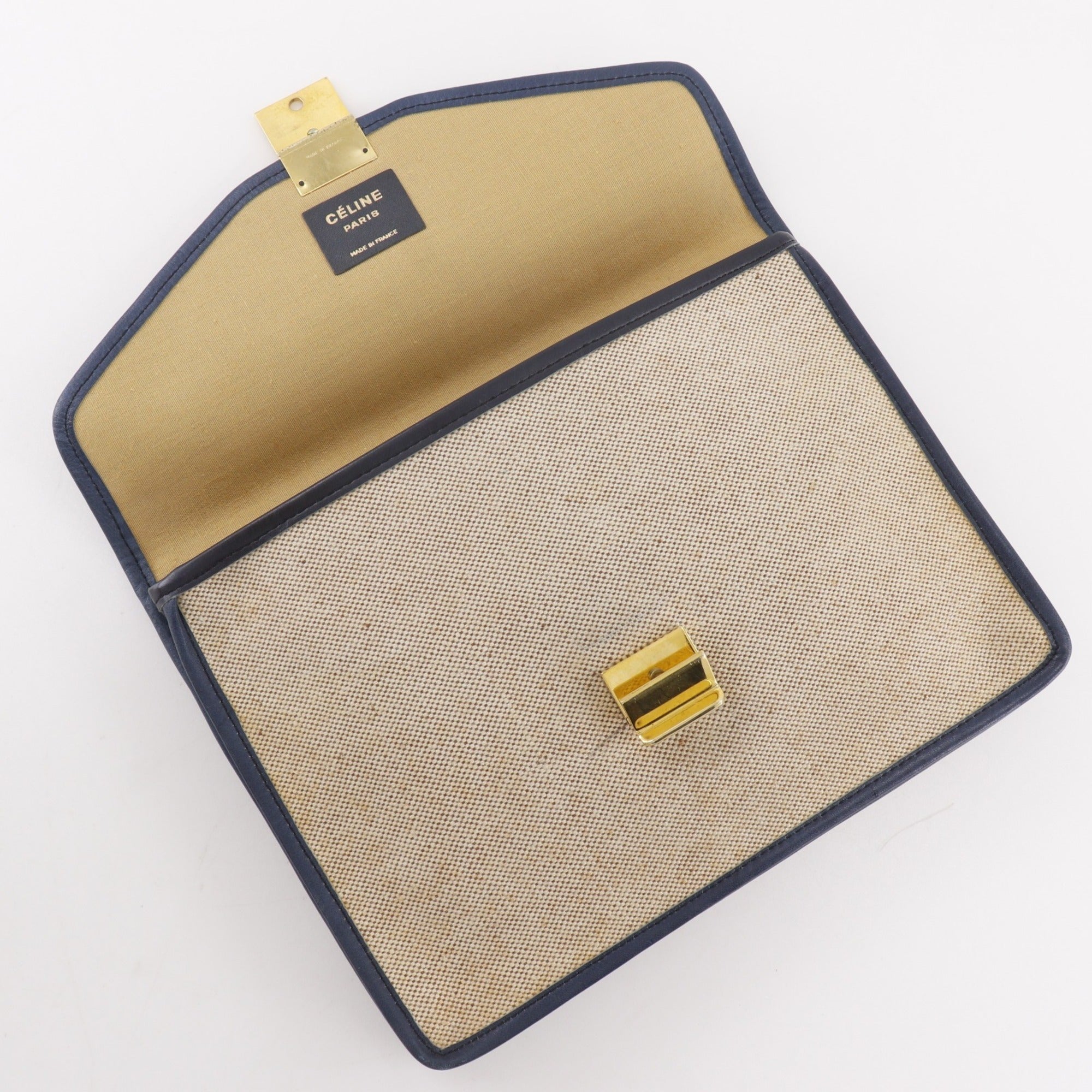 Celine Beige Canvas Clutch Bag (Pre-Owned)