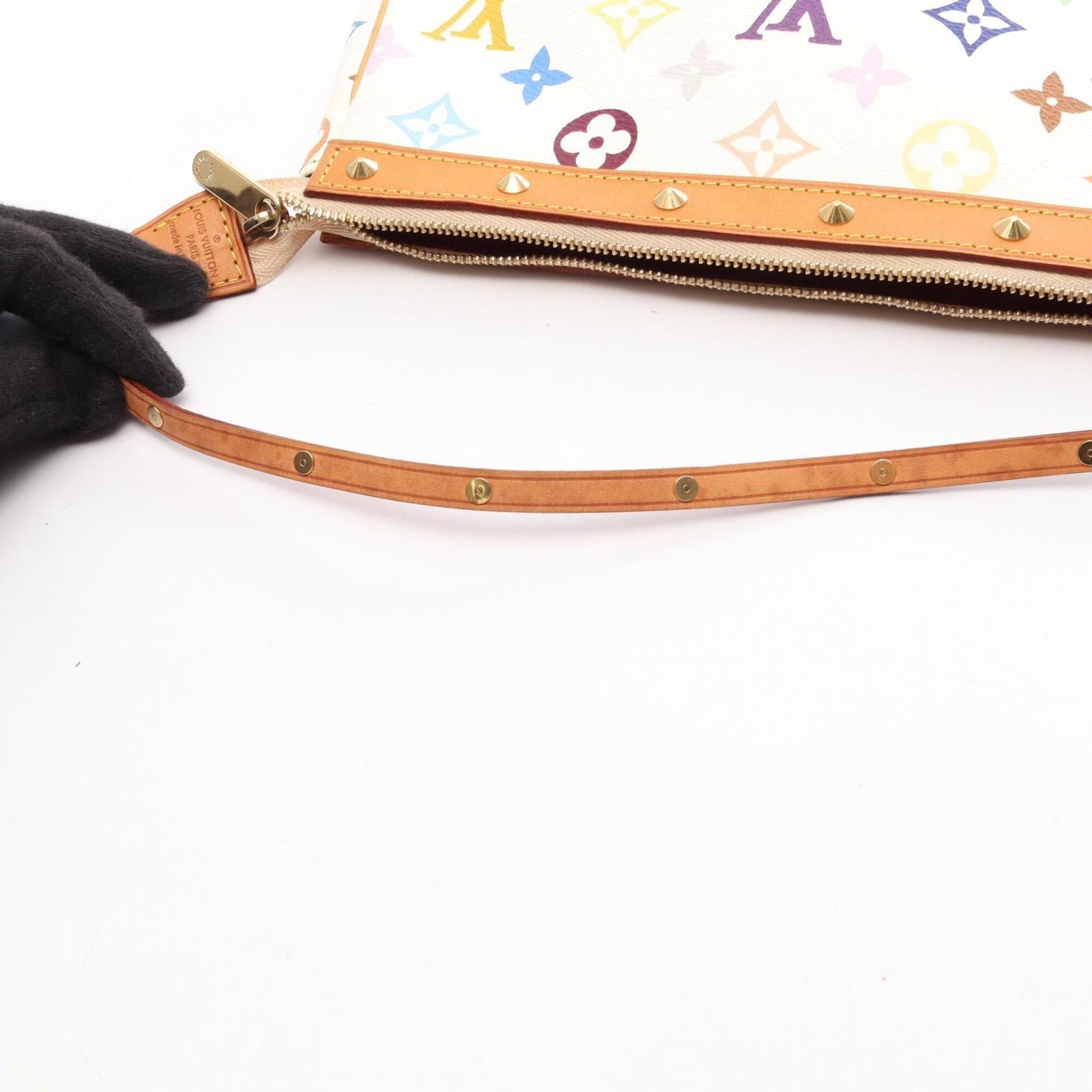 Louis Vuitton White Coated Canvas Leather Handbag (Pre-Owned)