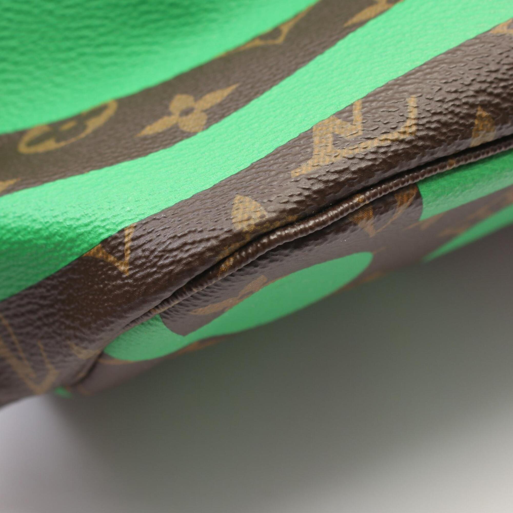 Louis Vuitton Brown Green Monogram Coated Canvas Leather Handbag Tote Bag (Pre-Owned)