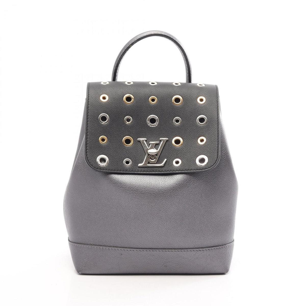 Louis Vuitton Gray Leather Backpack Handbag (Pre-Owned)