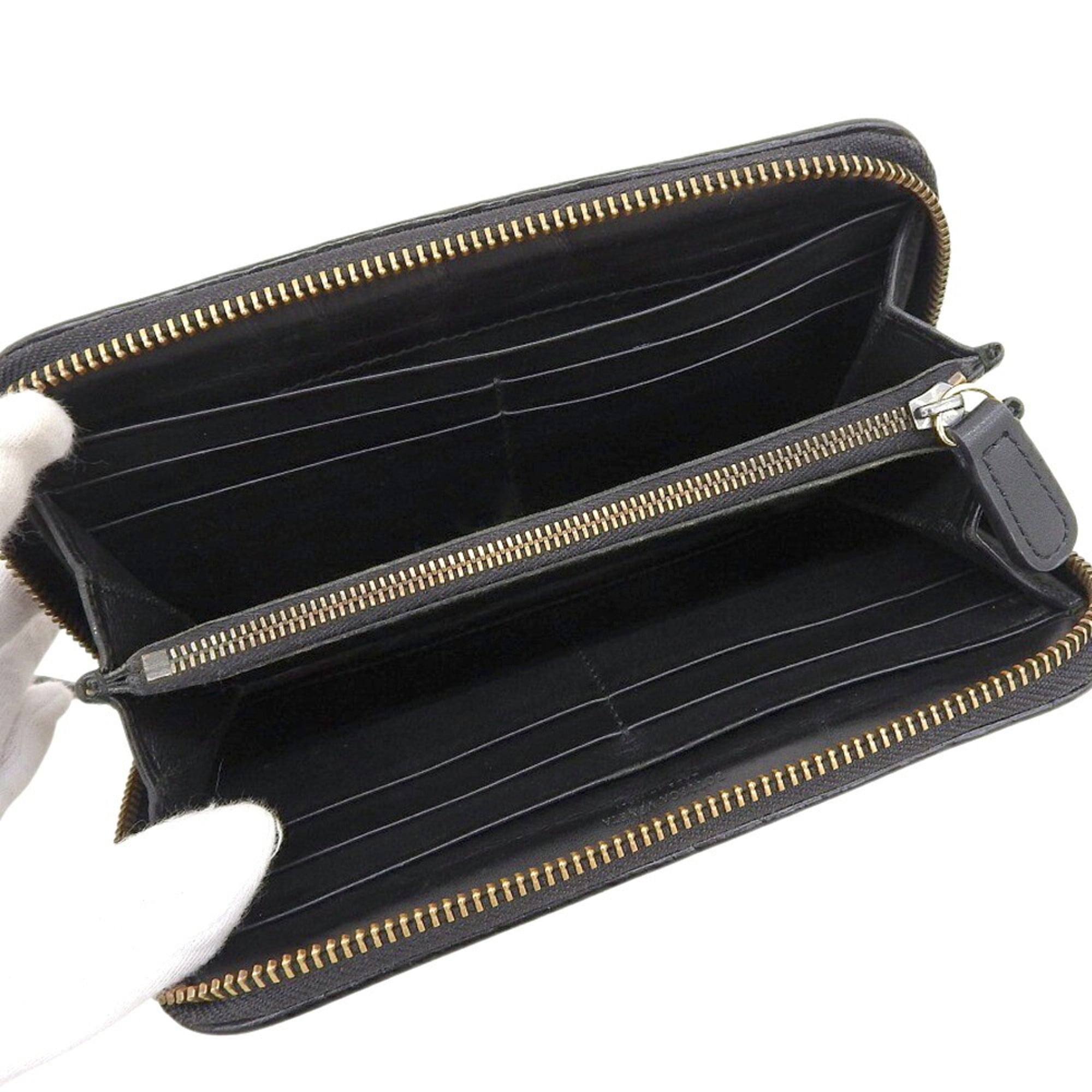 Bottega Veneta Black Intrecciato Long Wallet (Bi-Fold) (Pre-Owned)
