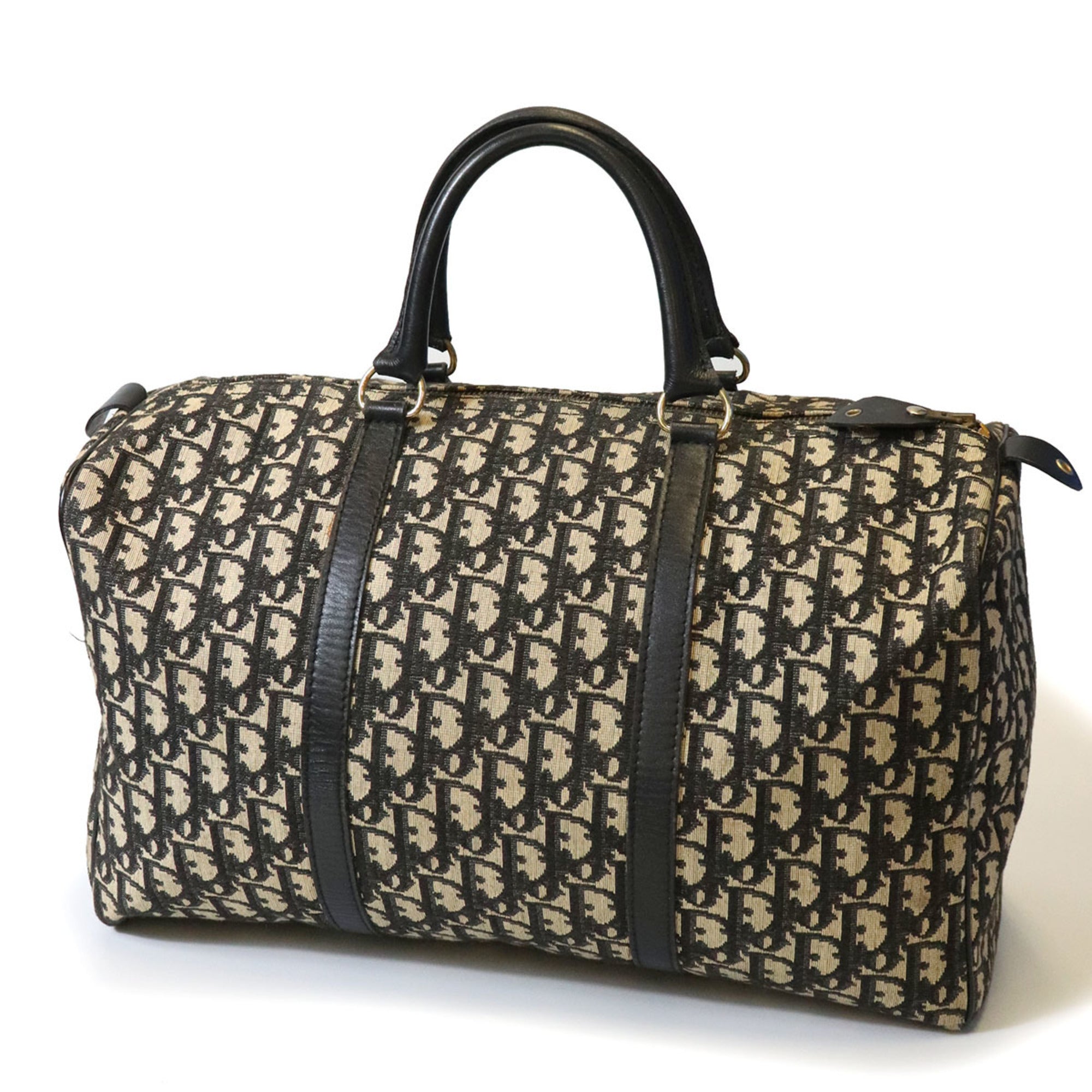 Christian Dior Navy Canvas Leather Boston Bag (Pre-Owned)