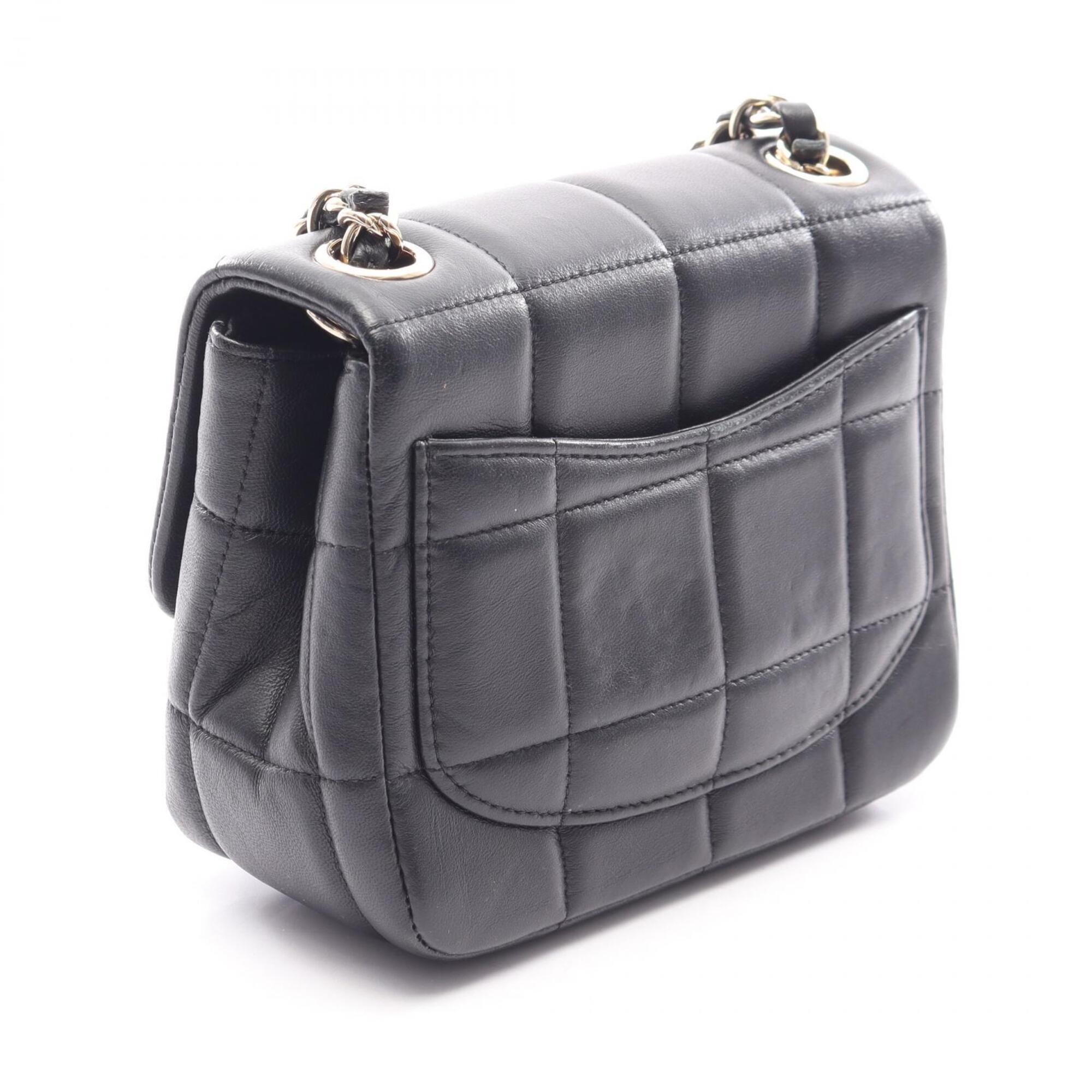 Chanel Chocolate Bar Black Leather Handbag Shoulder Bag (Pre-Owned)
