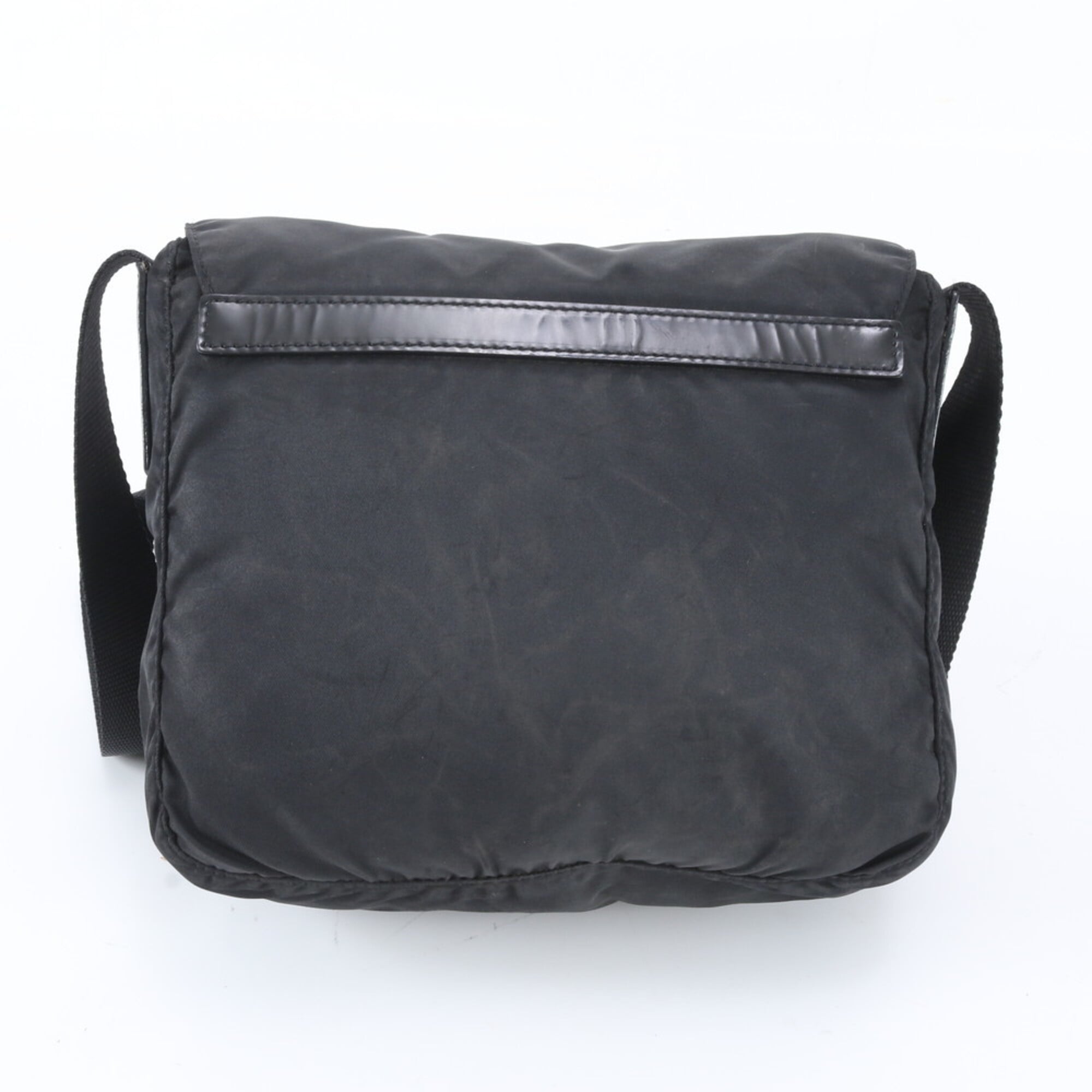 Prada Black White Nylon Leather Shoulder Bag (Pre-Owned)