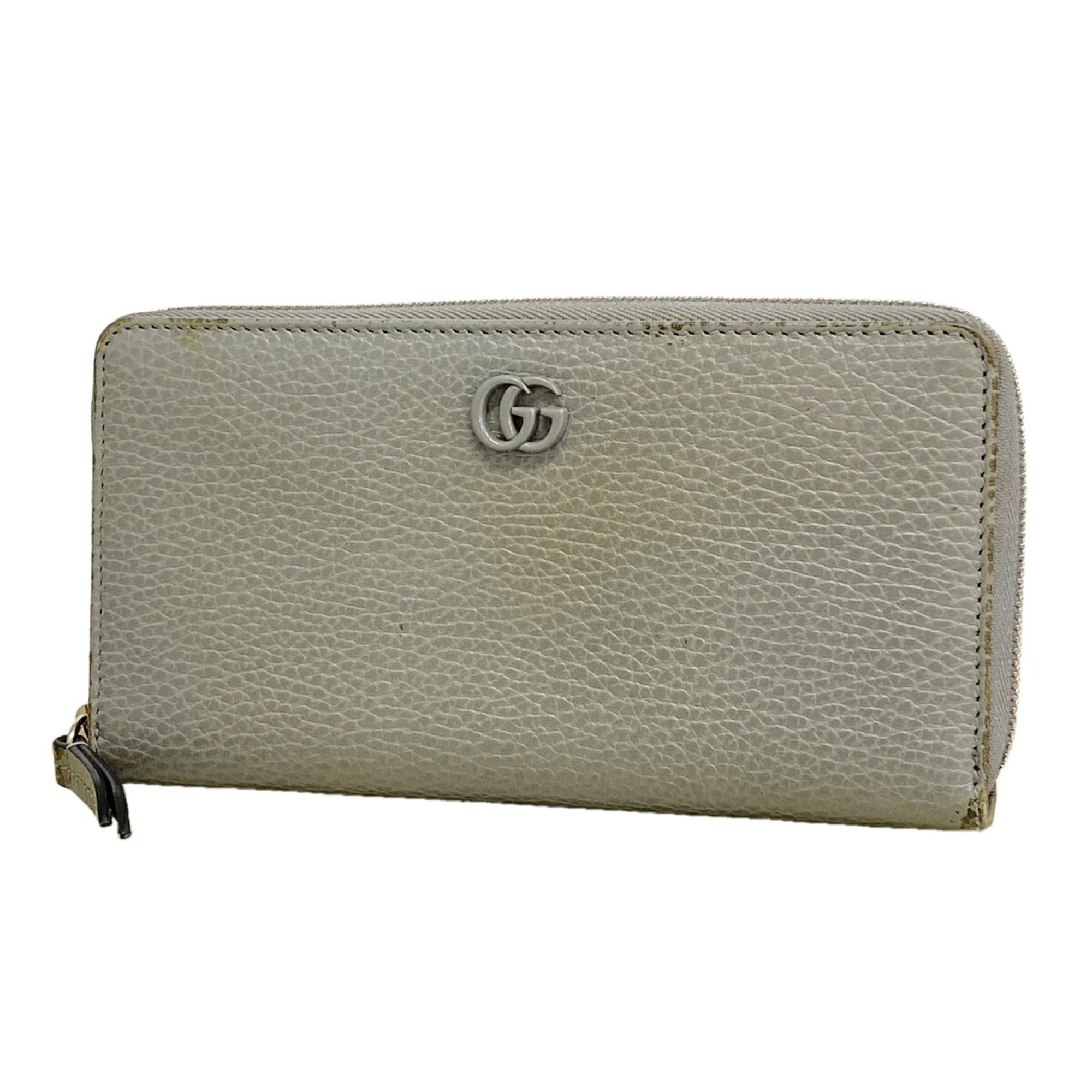 Gucci Gray Leather Long Wallet (Bi-Fold) (Pre-Owned)