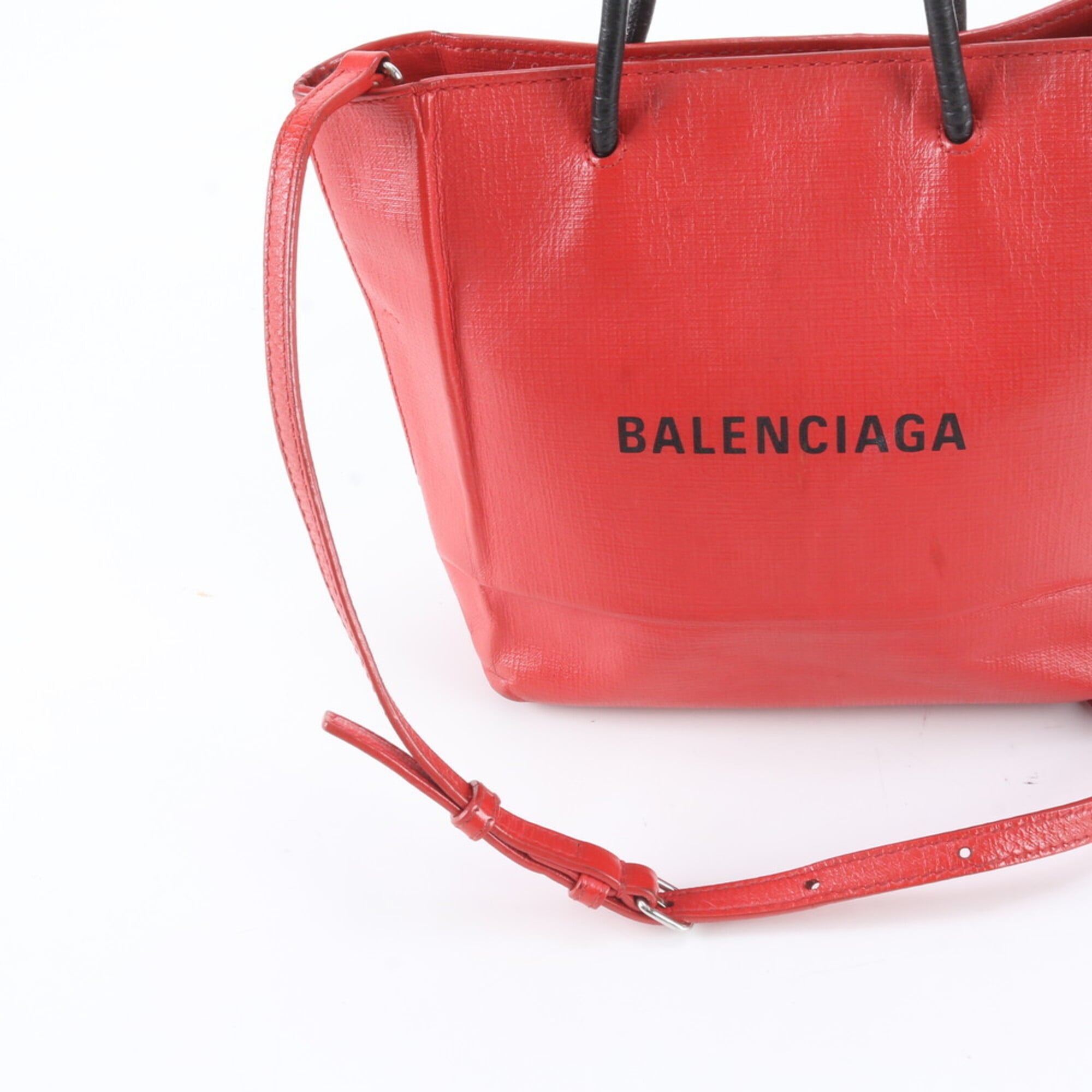 Balenciaga Red Color Leather Handbag Shoulder Bag Tote Bag (Pre-Owned)