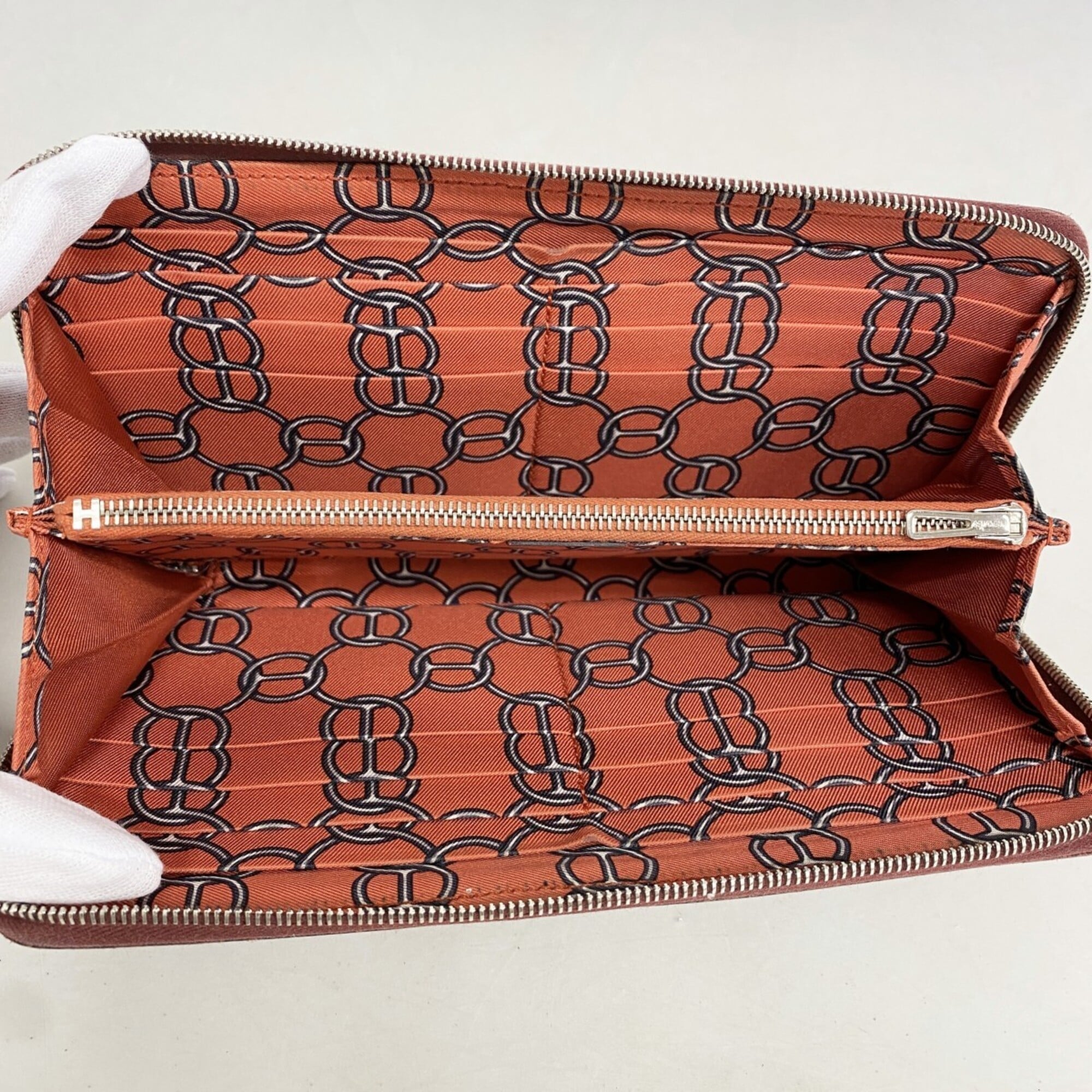 Hermes Rouge H Epsom Leather Long Wallet (Bi-Fold) (Pre-Owned)