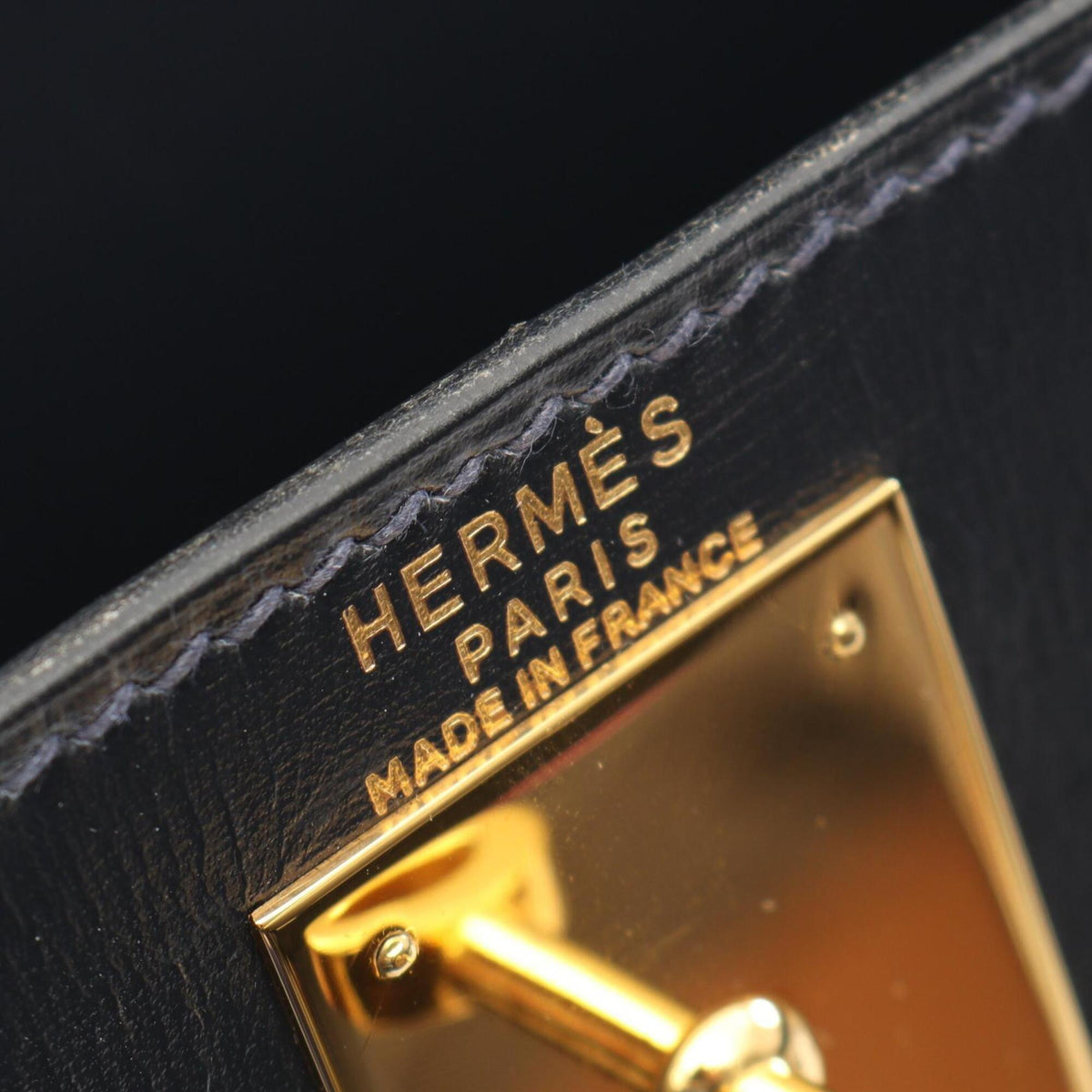 Hermes Blue Indigo Navy Box Calf Leather Handbag (Pre-Owned)