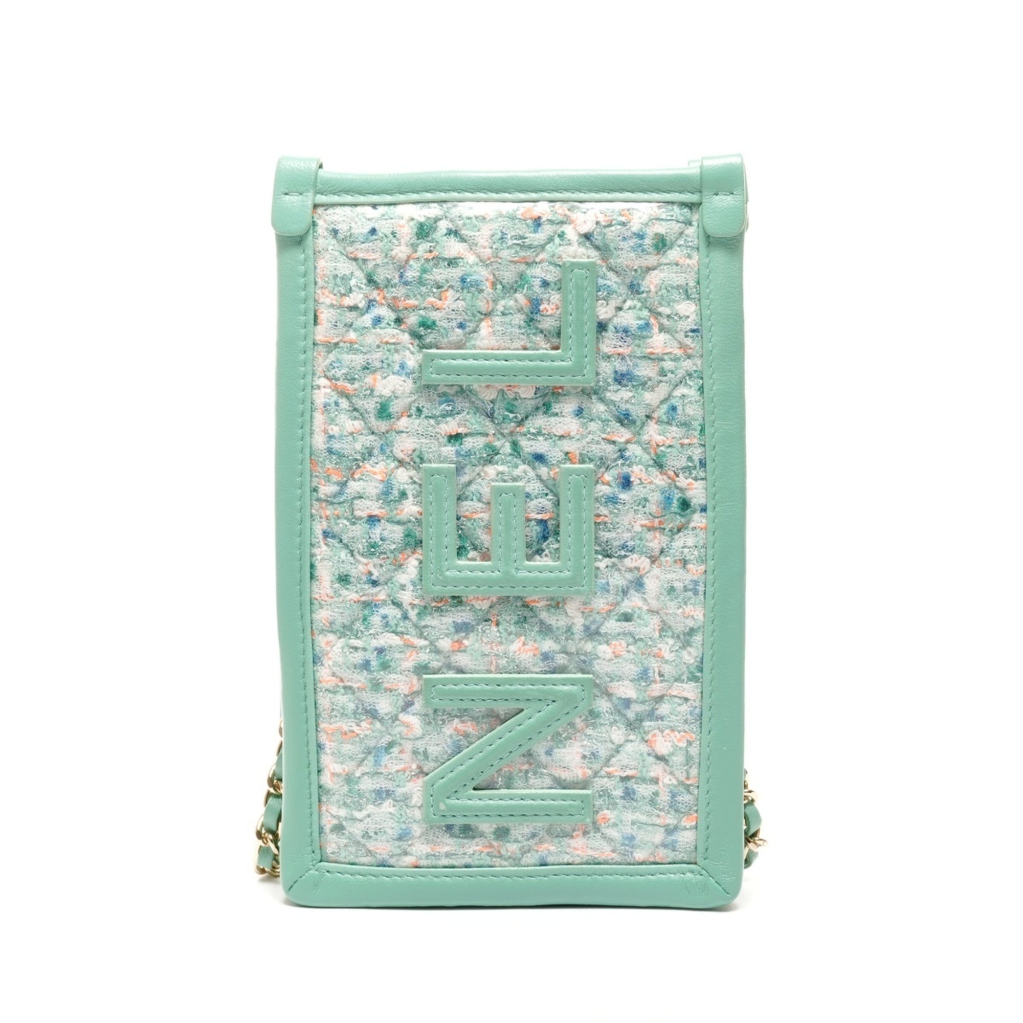 Chanel Green Tweed Pvc Shoulder Bag (Pre-Owned)