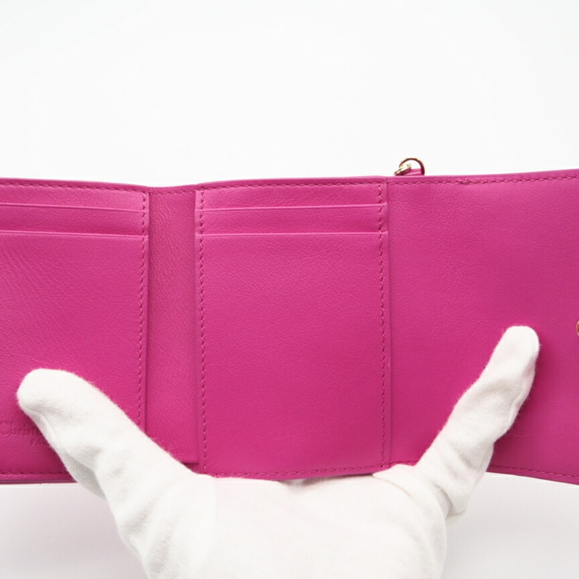 Christian Dior Pink Patent Leather Wallet (Tri-Fold) (Pre-Owned)
