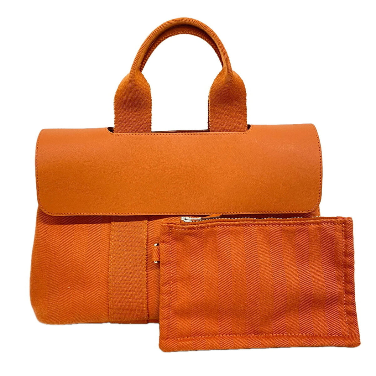 Hermes Orange Toile Chevron Tote Bag (Pre-Owned)