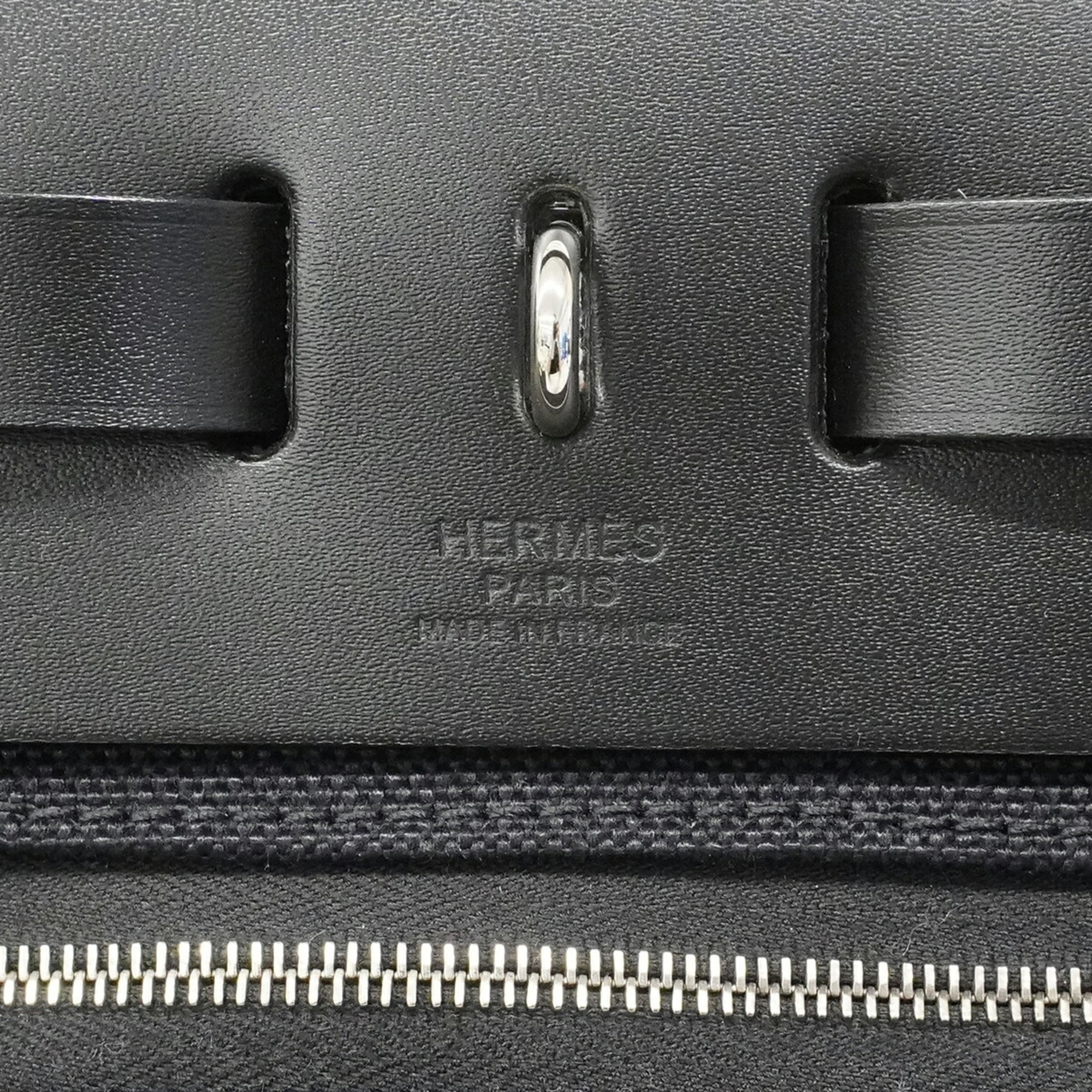 Hermes Black Toile Officier Handbag (Pre-Owned)