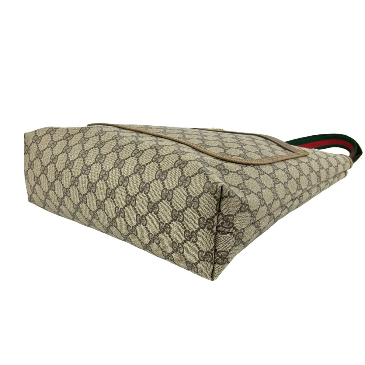 Gucci Brown Green Red Color Pvc Leather Handbag Tote Bag (Pre-Owned)