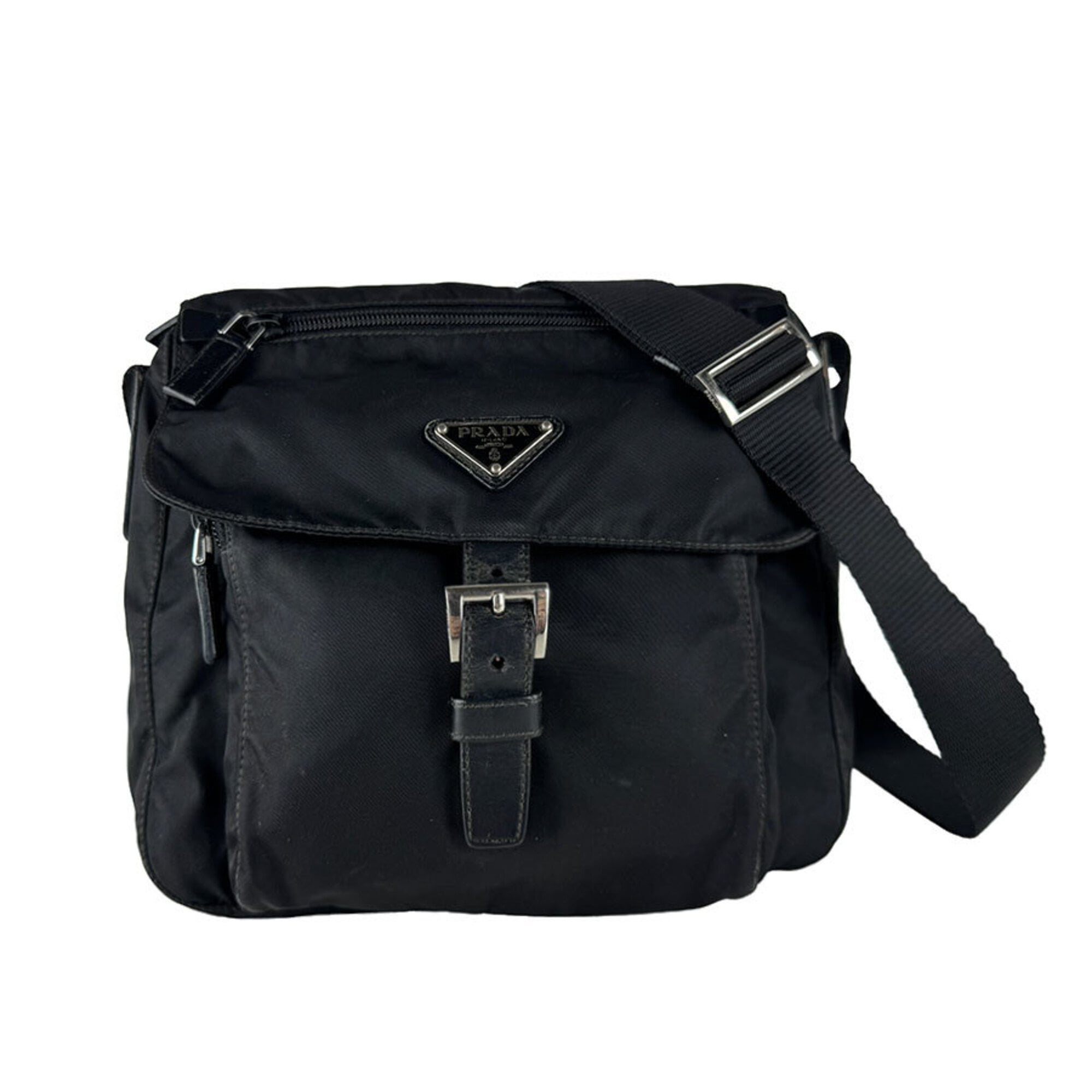 Prada Black Nylon Leather Shoulder Bag (Pre-Owned)
