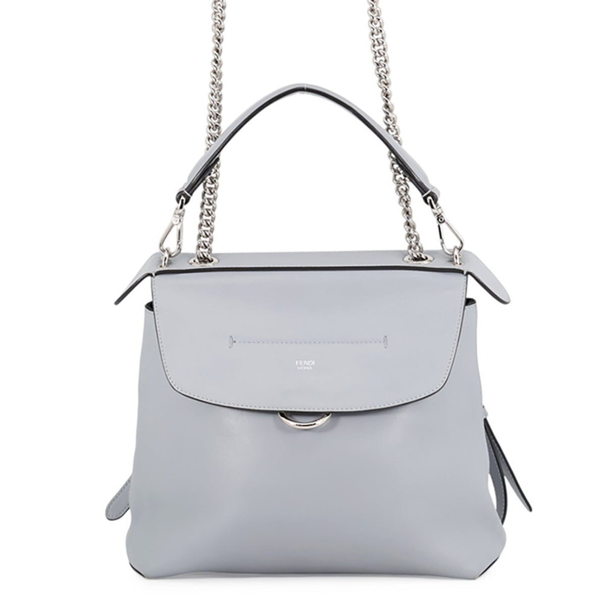 Fendi Blue Gray Leather Handbag Shoulder Bag (Pre-Owned)