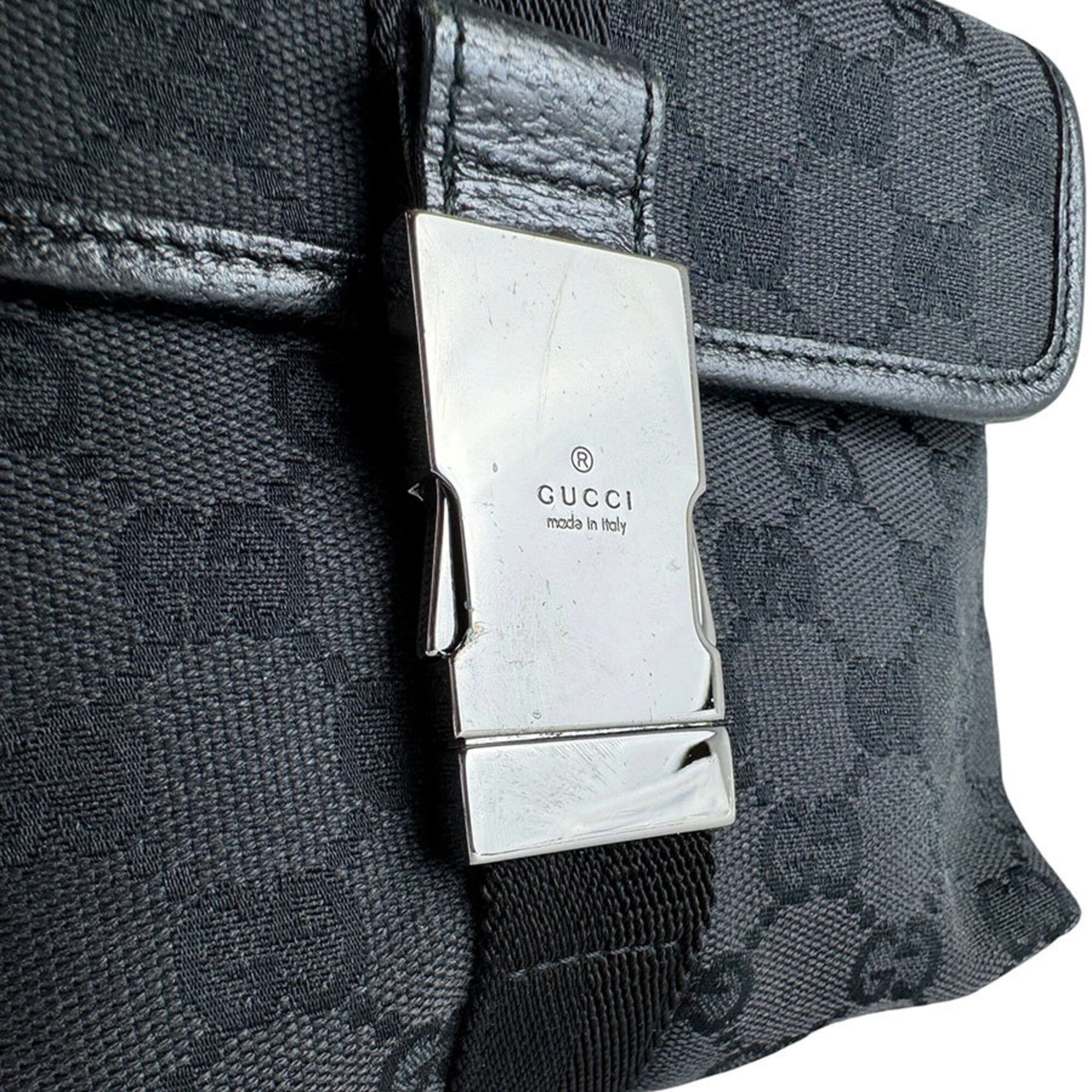Gucci Black Gg Canvas Fanny Pack Sling Bag (Pre-Owned)