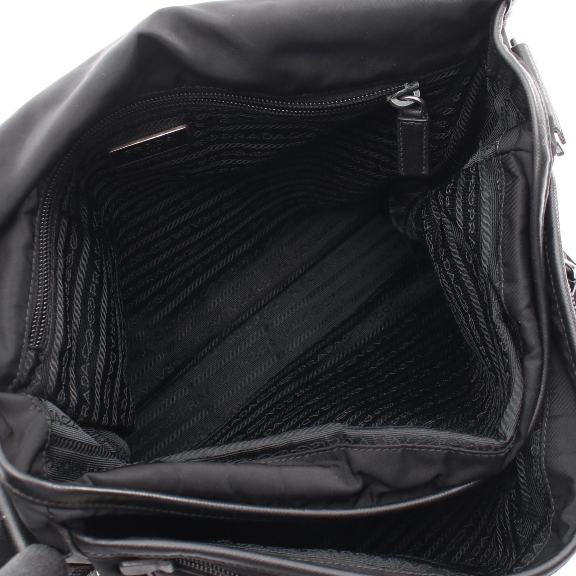 Prada Black Nylon Saffiano Triangle Handbag Messenger Bag Shoulder Bag (Pre-Owned)