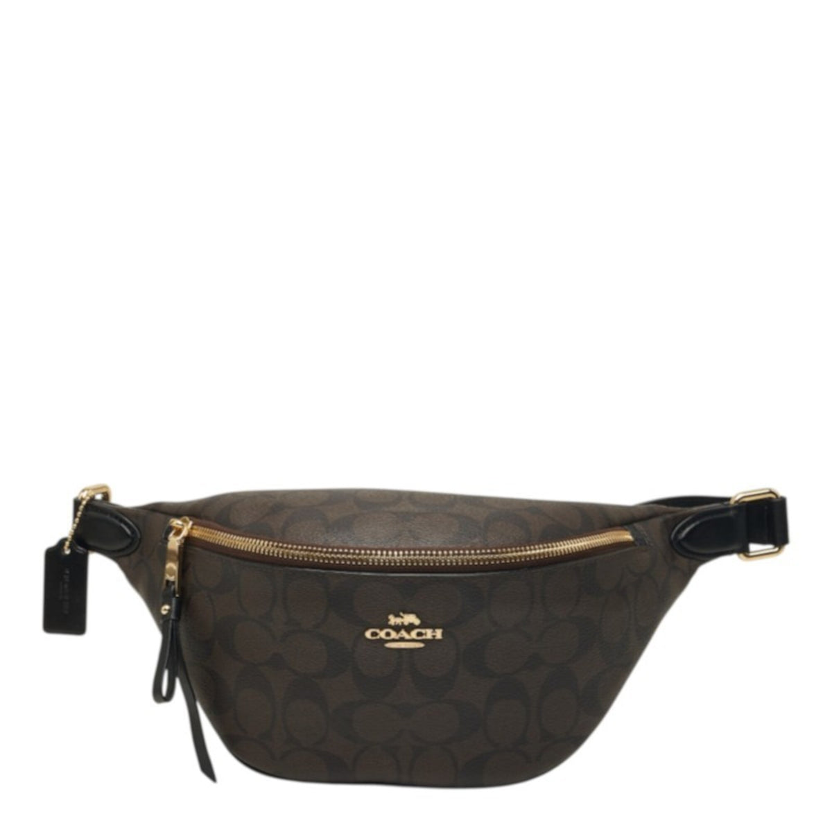 Coach Signature Black Brown Signature Line Fanny Pack (Pre-Owned)