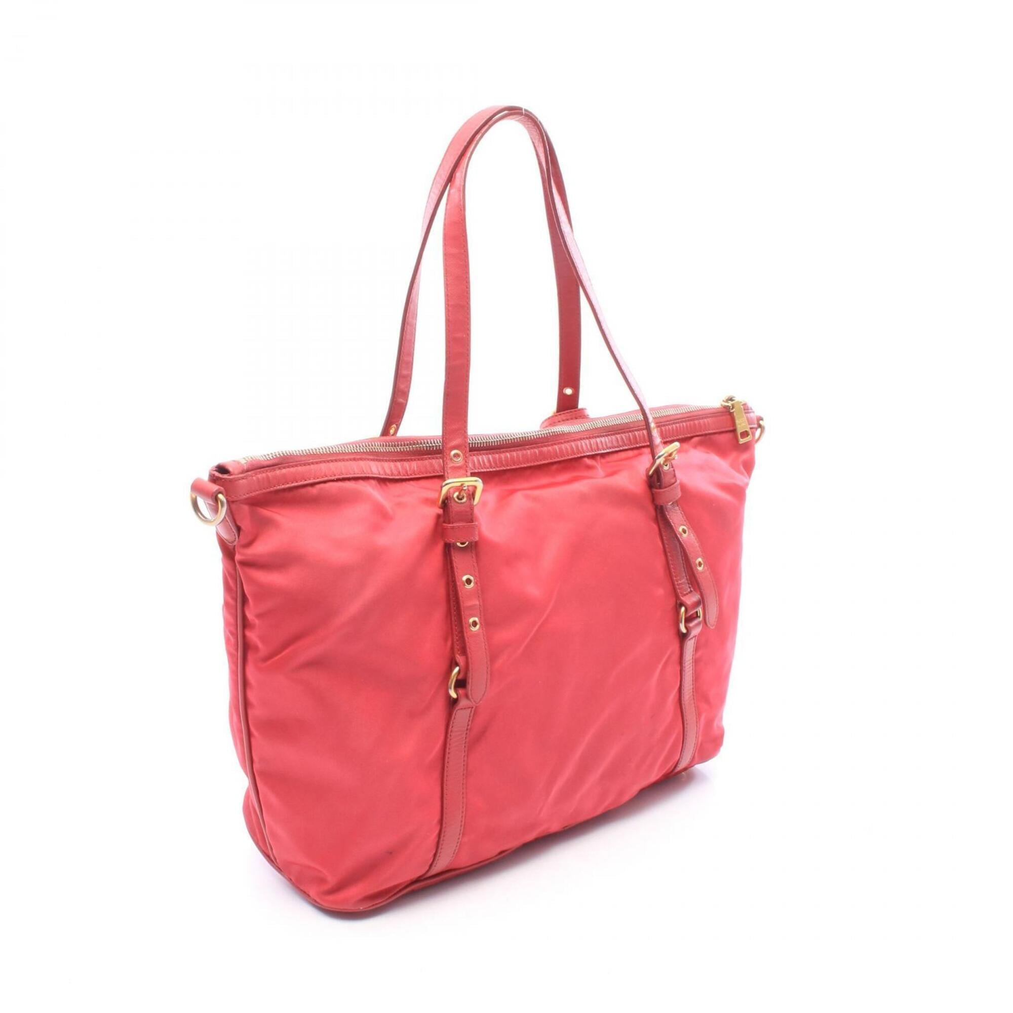 Prada Pink Nylon Leather Handbag Tote Bag (Pre-Owned)