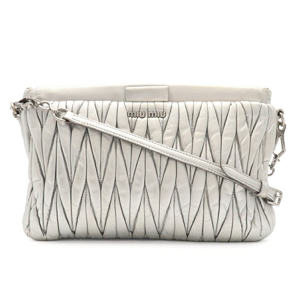 Miu Miu Metallic Leather Clutch Bag Pochette Shoulder Bag (Pre-Owned)