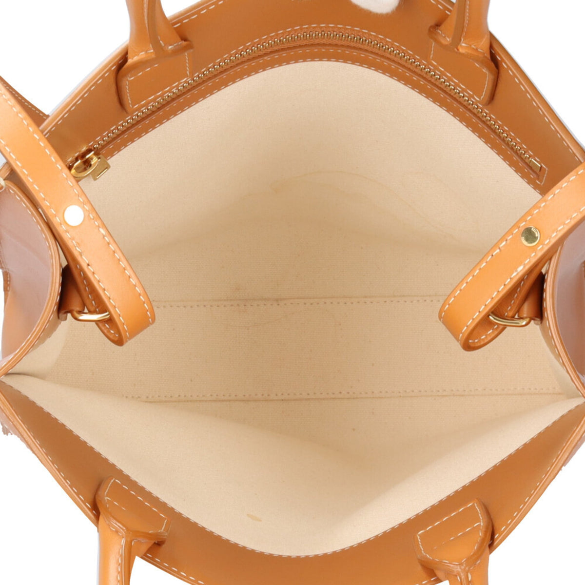 Celine Cabas White Canvas Leather Handbag Shoulder Bag (Pre-Owned)
