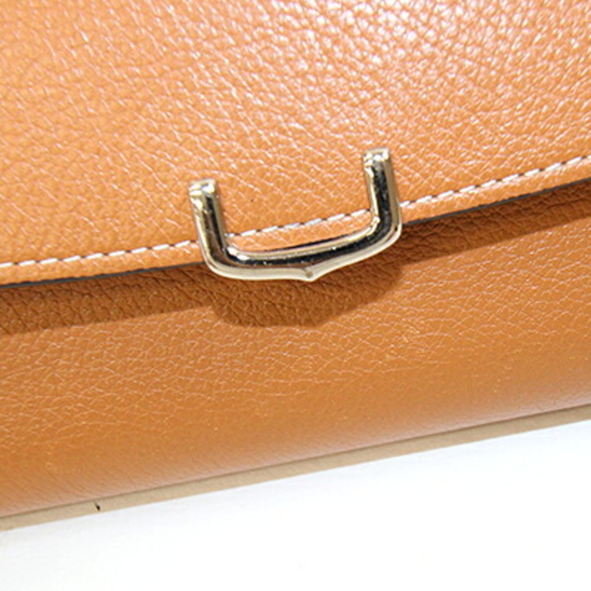 Cartier C De Cartier Brown Leather Long Wallet (Bi-Fold) (Pre-Owned)
