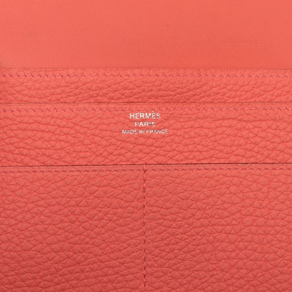Hermes Pink Taurillon Clemence Leather Long Wallet (Bi-Fold) (Pre-Owned)