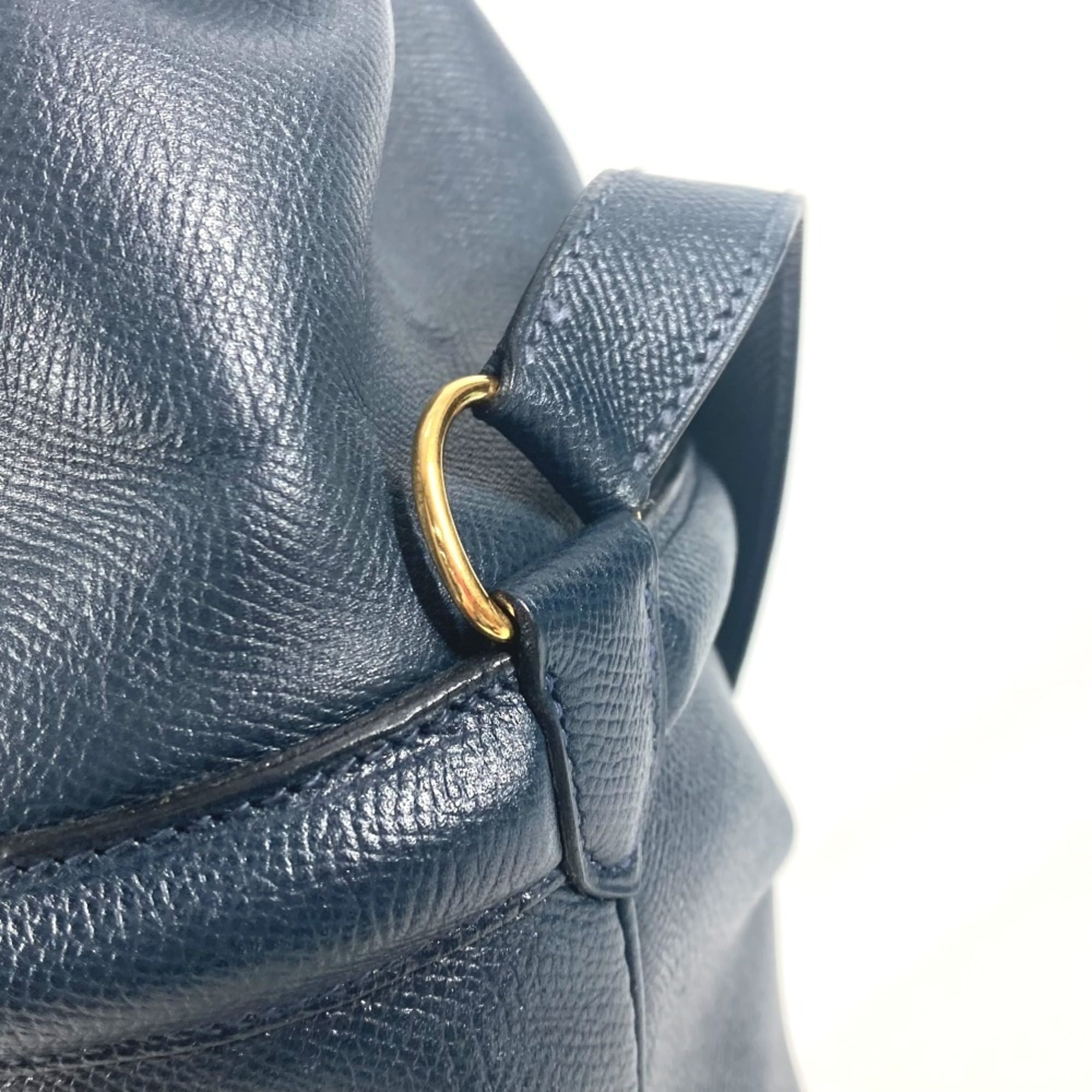 Hermes Navy Leather Shoulder Bag (Pre-Owned)