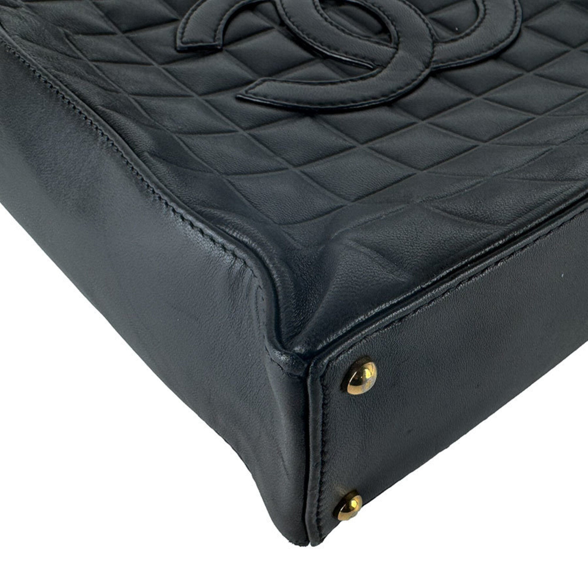 Chanel Black Leather Shoulder Bag Tote Bag (Pre-Owned)