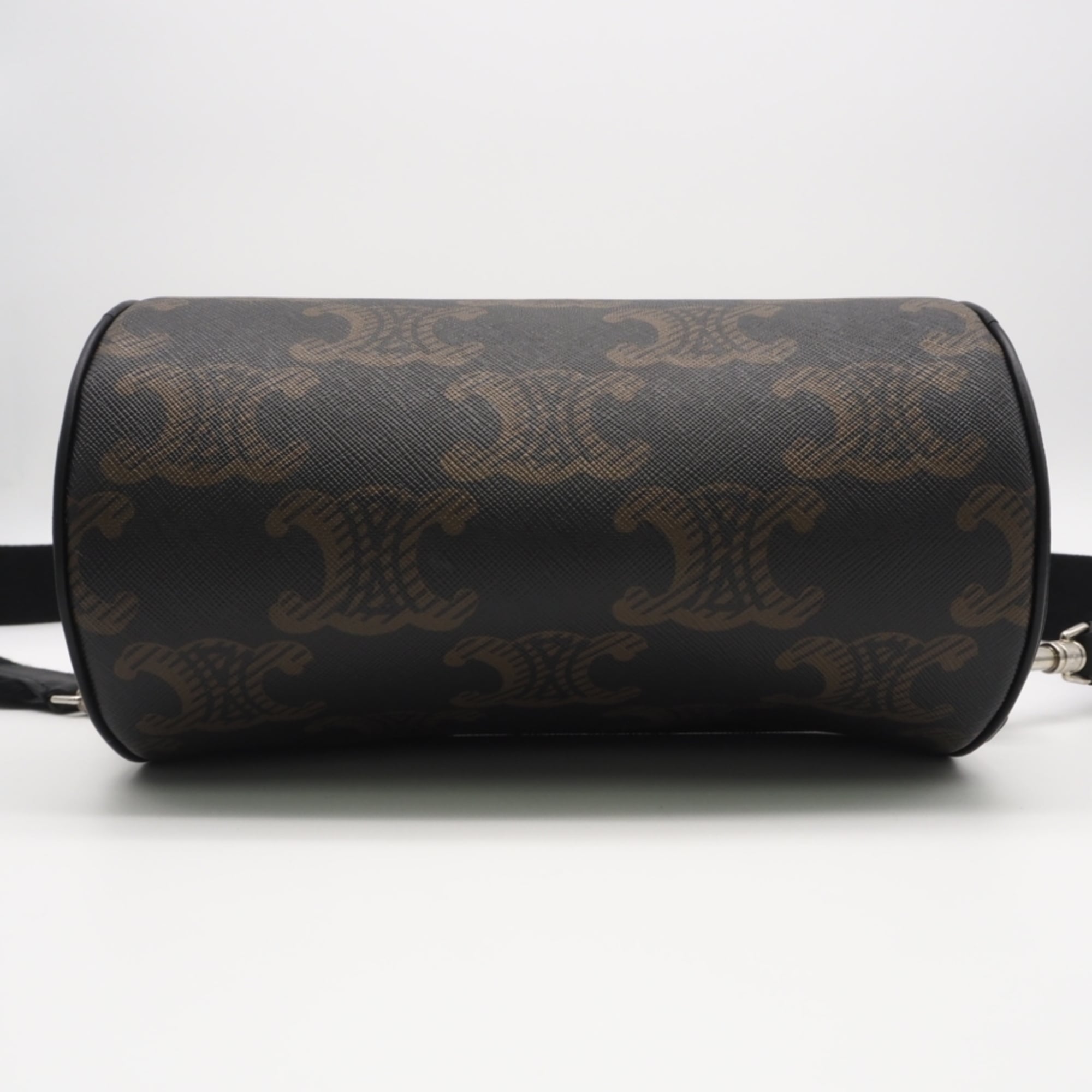 Celine Black Brown White Coated Canvas Leather Shoulder Bag (Pre-Owned)