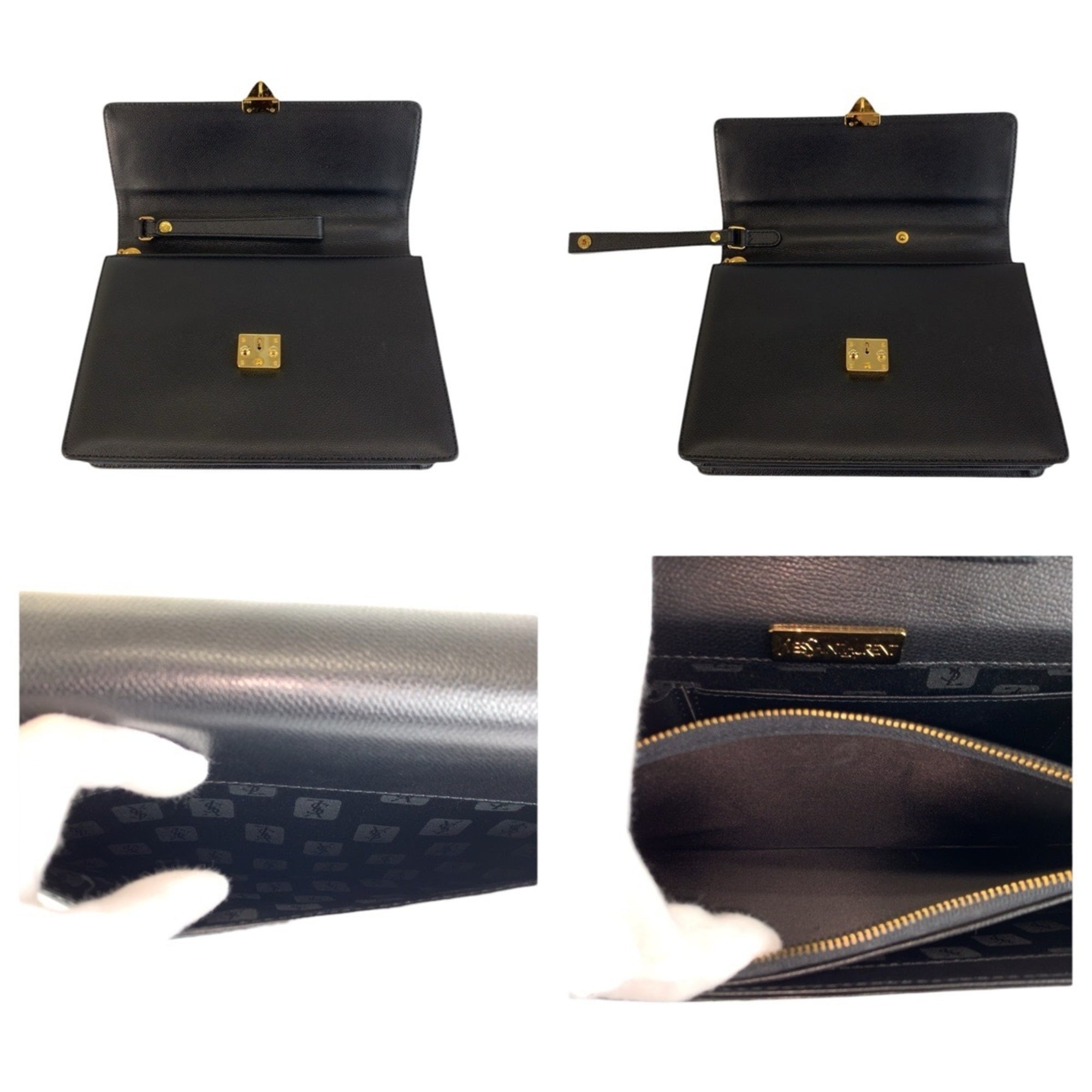 Yves Saint Laurent Black Leather Clutch Bag (Pre-Owned)