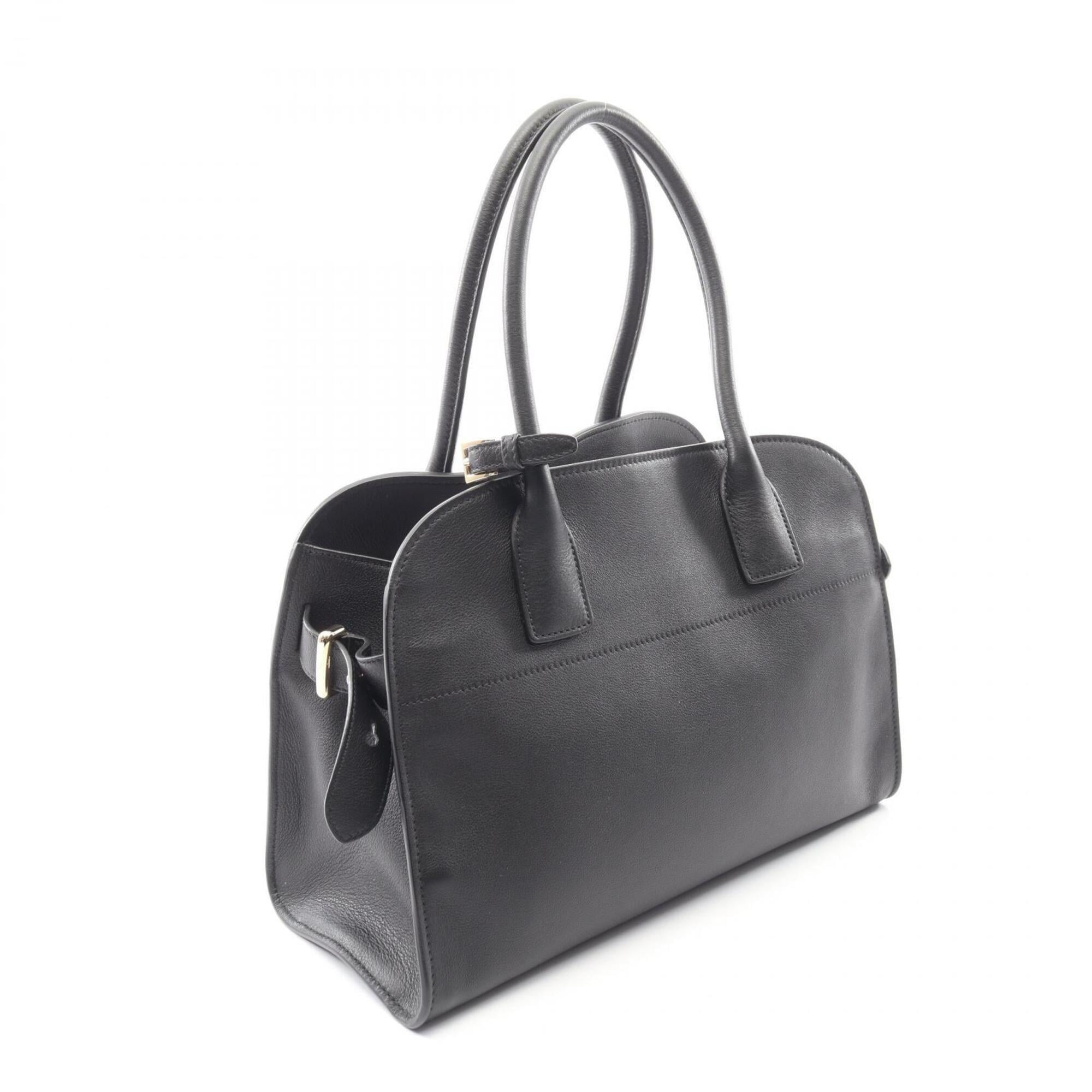 Prada Black Leather Handbag Tote Bag (Pre-Owned)