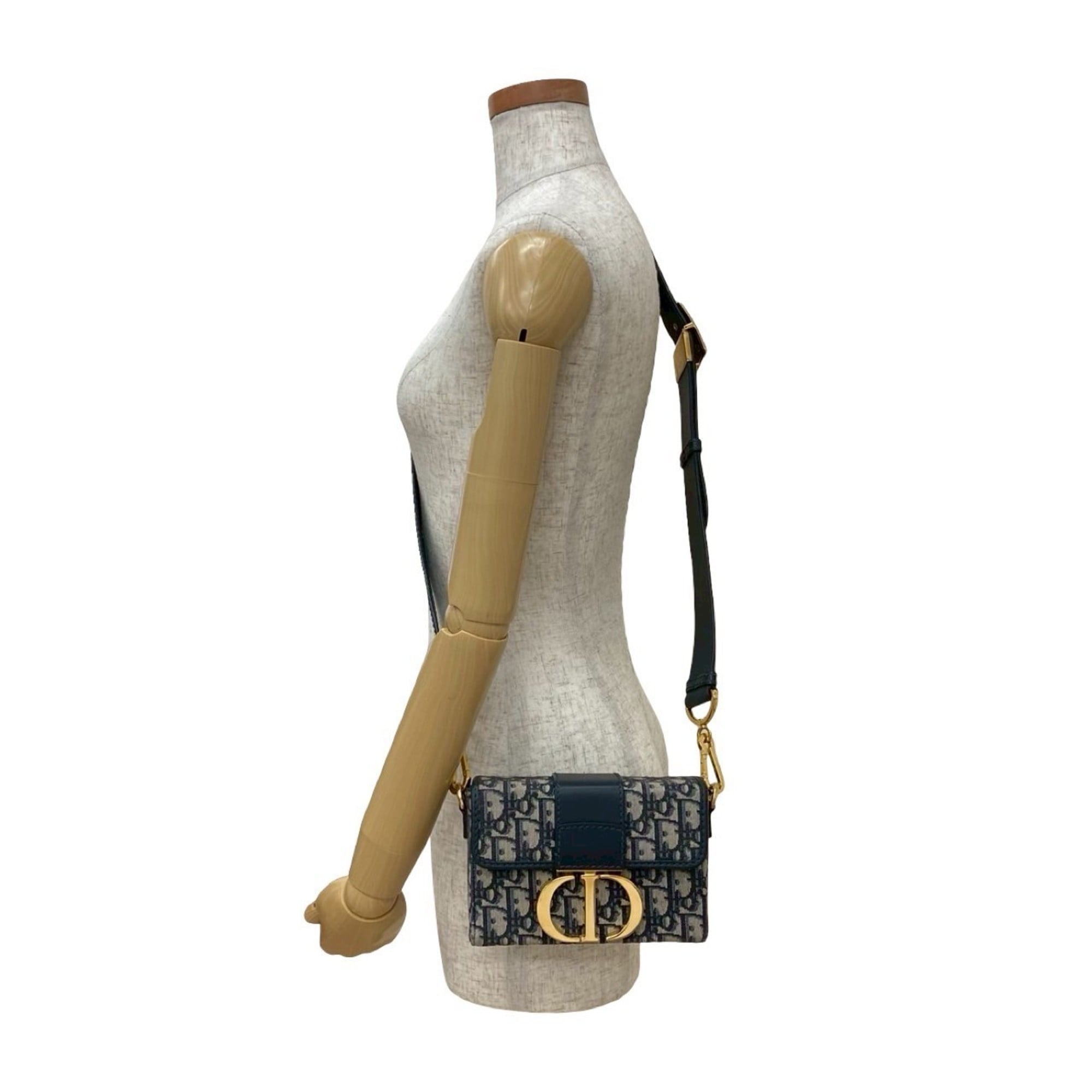 Christian Dior Navy Leather Canvas Shoulder Bag (Pre-Owned)