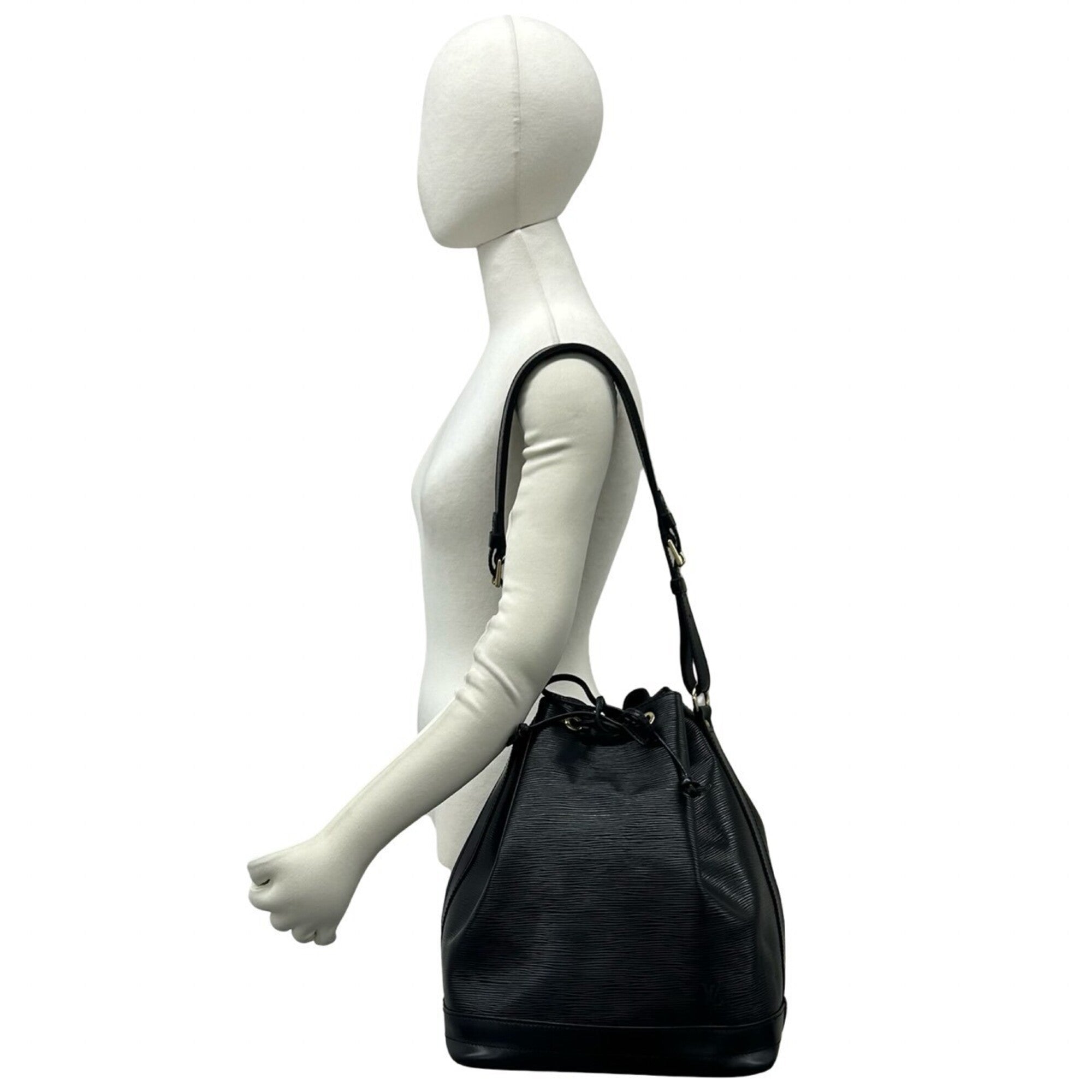 Louis Vuitton Black Leather Shoulder Bag Tote Bag (Pre-Owned)