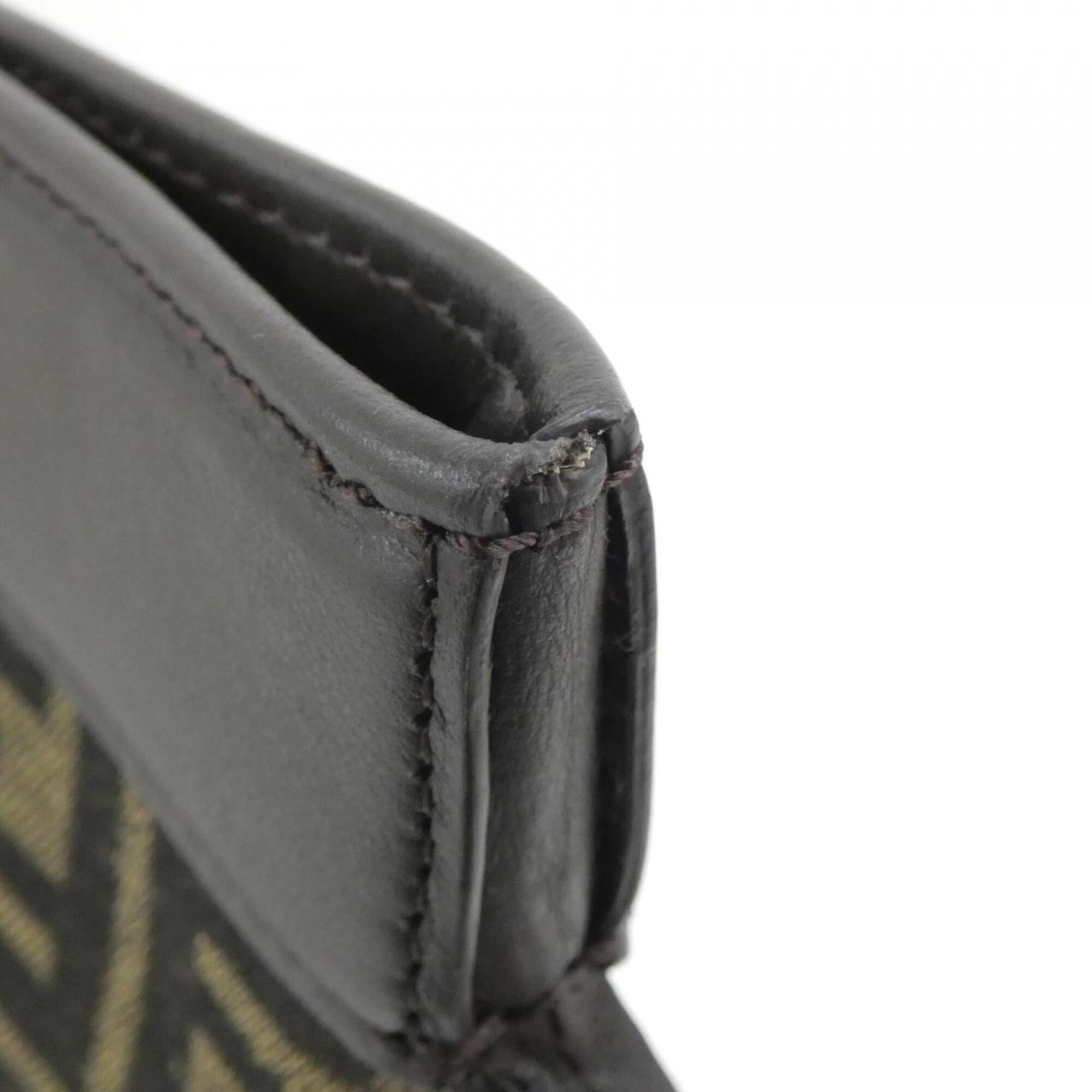 Fendi Gold Canvas Leather Shoulder Bag (Pre-Owned)