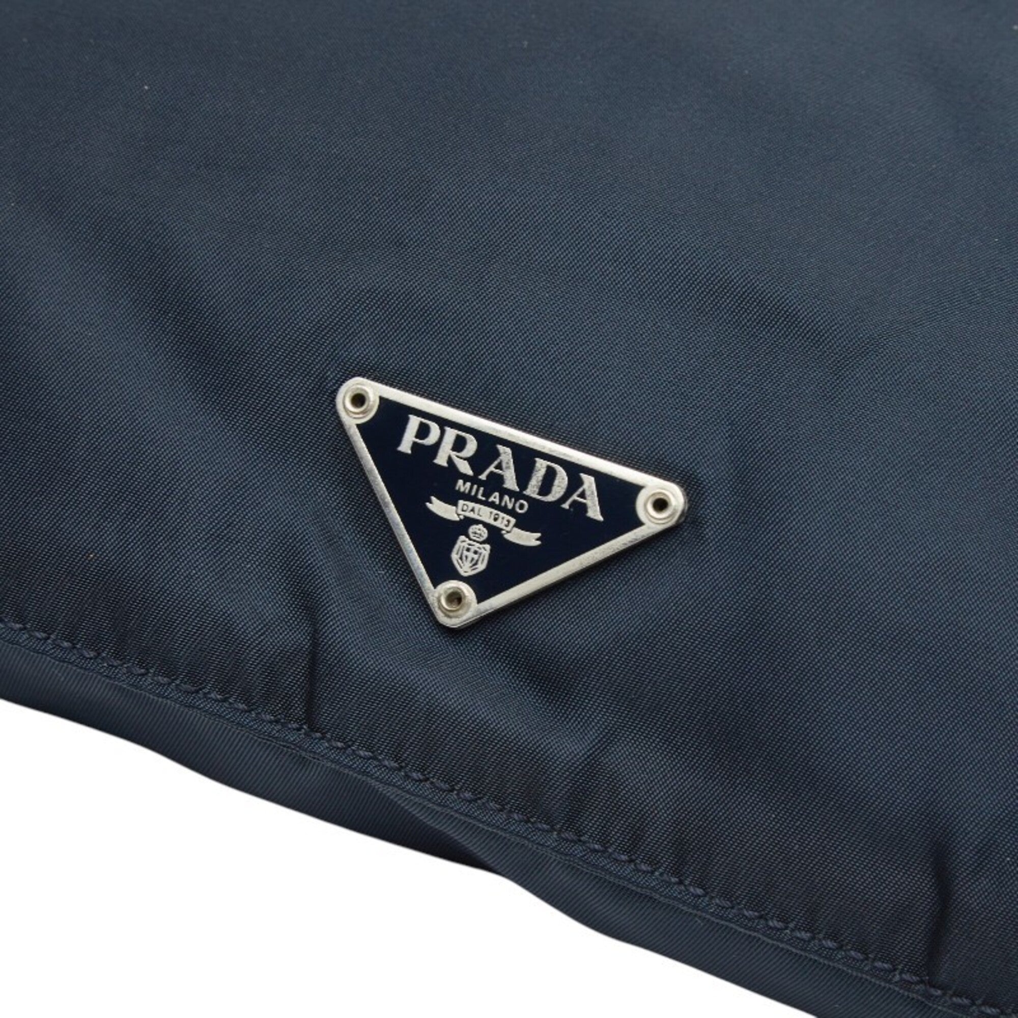 Prada Navy Nylon Leather Shoulder Bag (Pre-Owned)