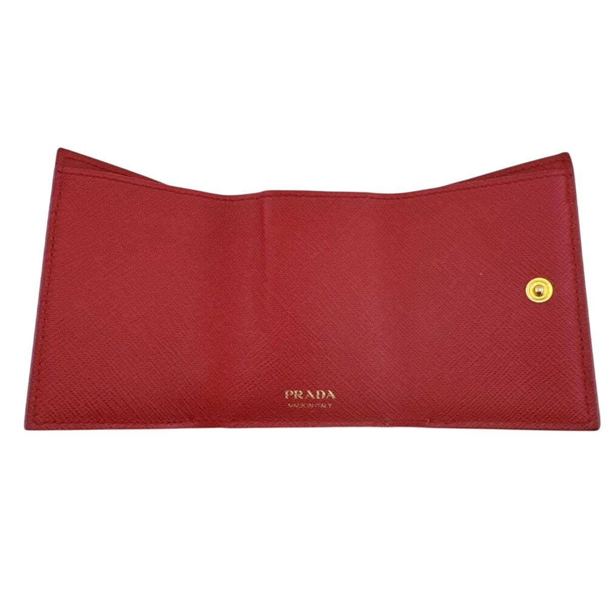 Prada Saffiano Red Color Leather Wallet (Tri-Fold) (Pre-Owned)