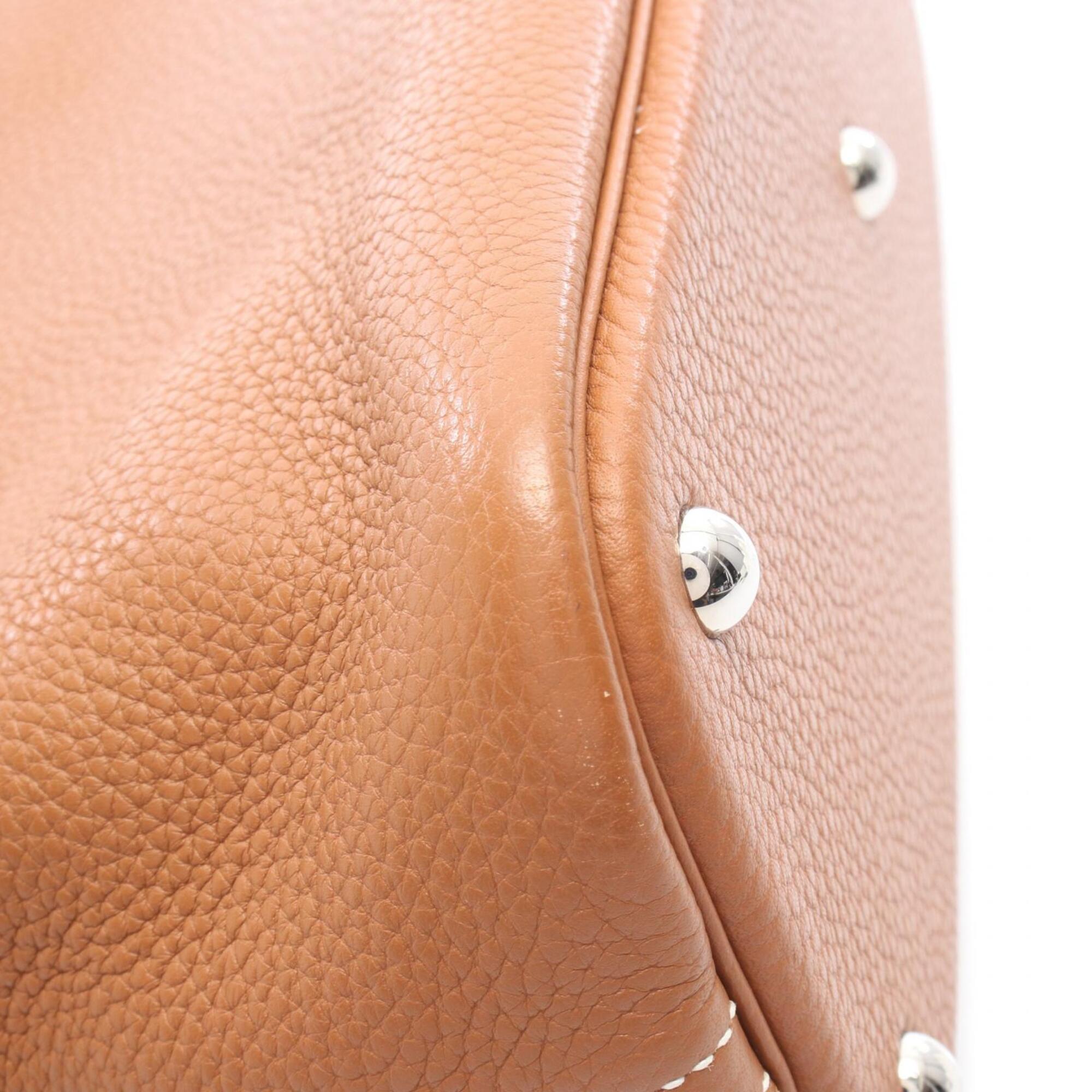 Hermes Gold Taurillon Clemence Leather Leather Handbag (Pre-Owned)