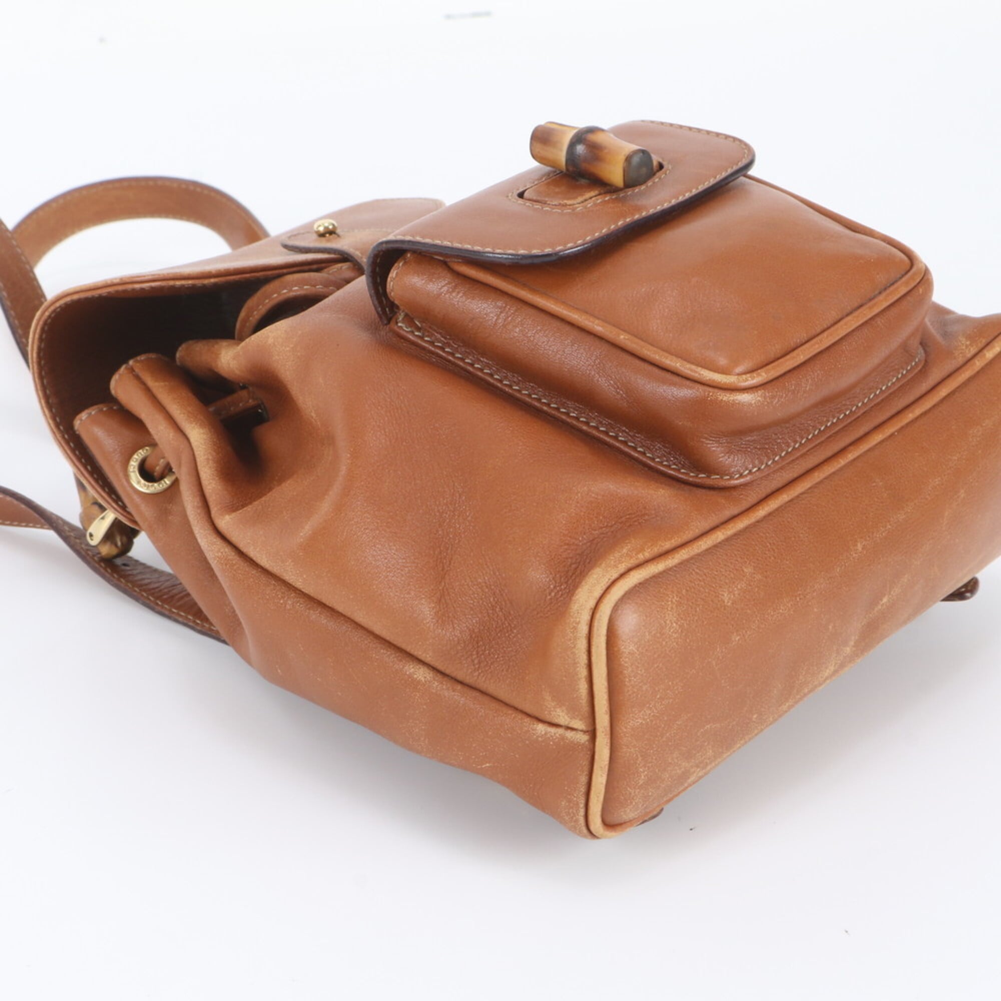 Gucci Camel Leather Backpack Shoulder Bag (Pre-Owned)