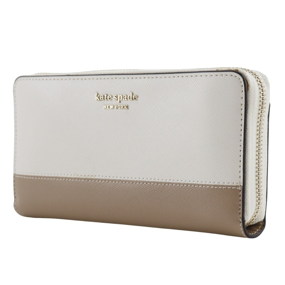 Kate Spade Beige White Leather Long Wallet (Bi-Fold) (Pre-Owned)