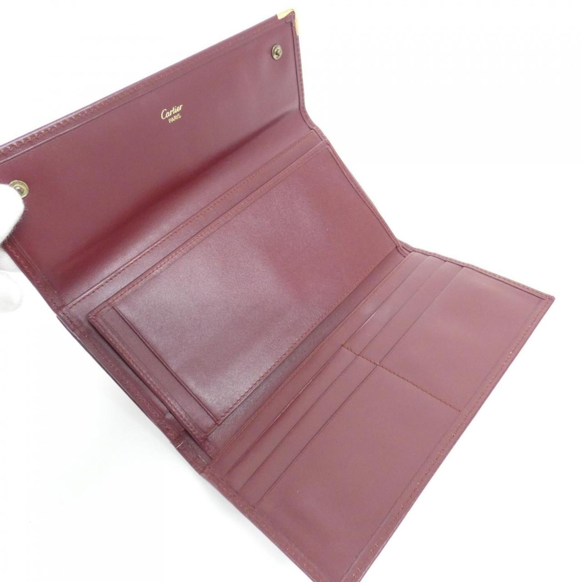 Cartier Bordeaux Leather Long Wallet (Tri-Fold) (Pre-Owned)
