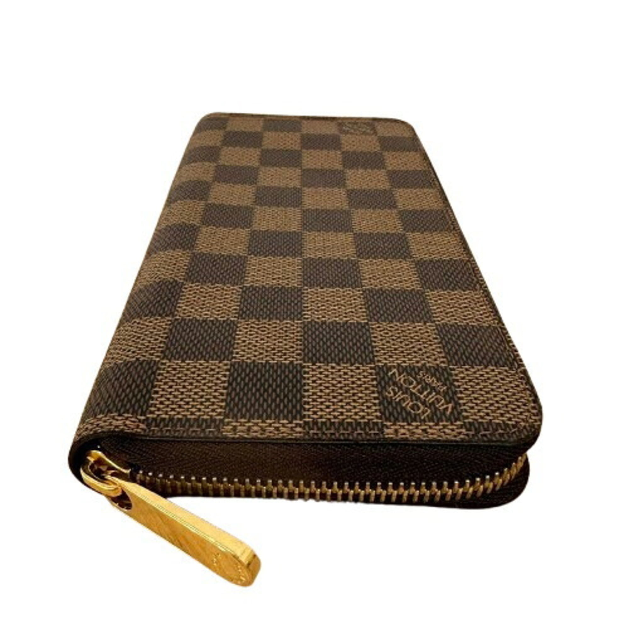 Louis Vuitton Damier Brown Leather Long Wallet (Bi-Fold) (Pre-Owned)