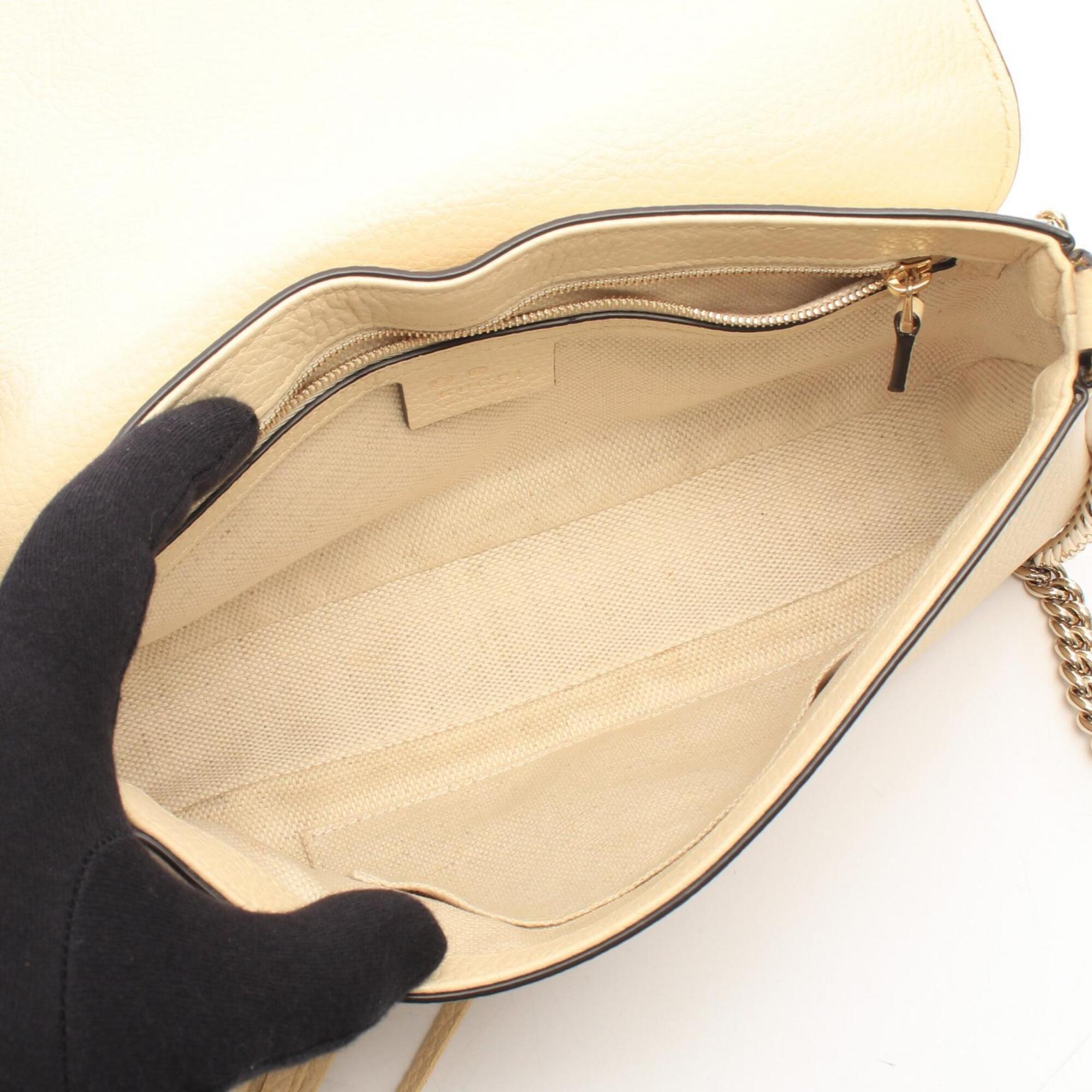 Gucci Ivory Leather Handbag Shoulder Bag (Pre-Owned)