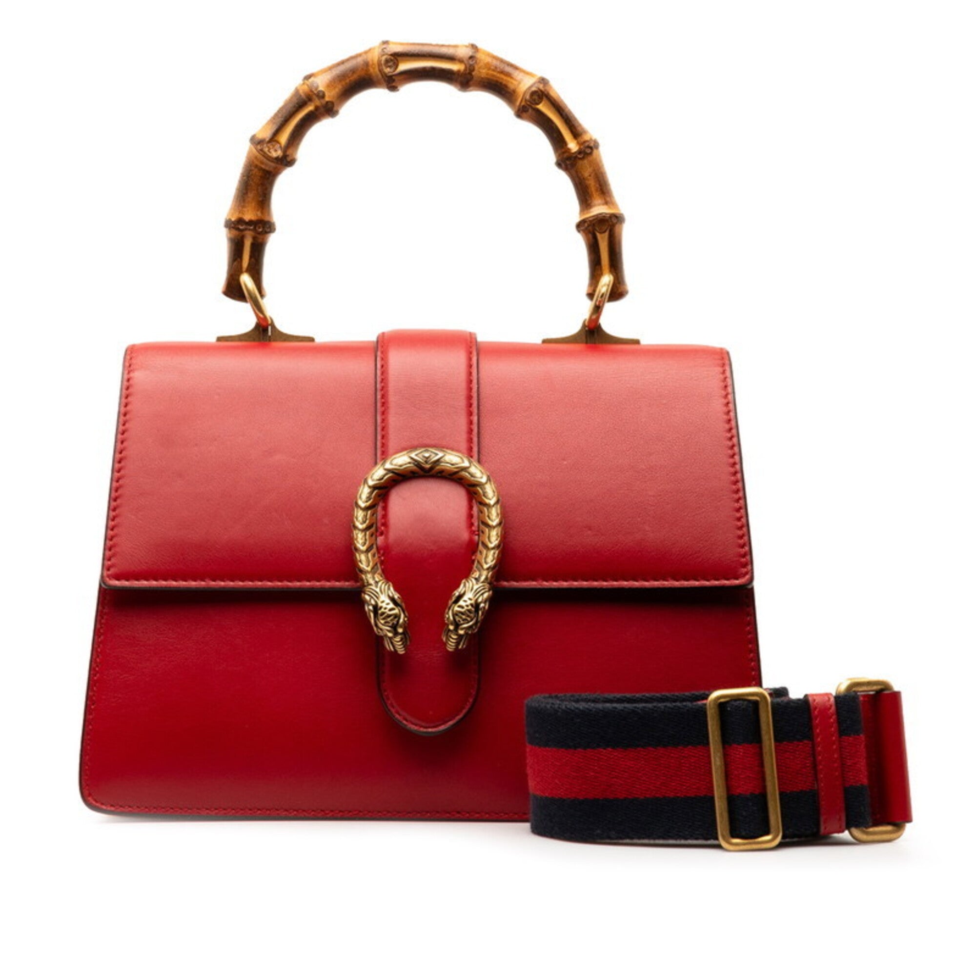 Gucci Red Color Leather Handbag Shoulder Bag (Pre-Owned)