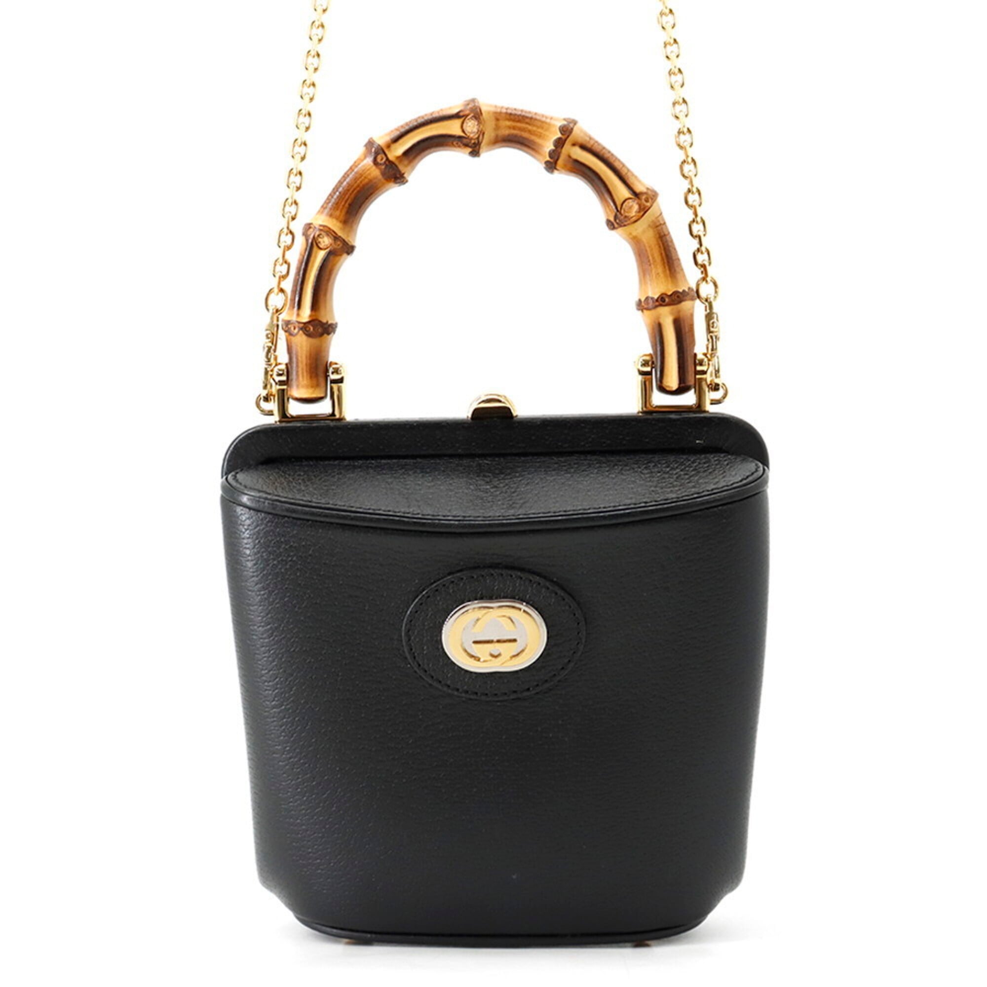 Gucci Black Leather Handbag Shoulder Bag (Pre-Owned)
