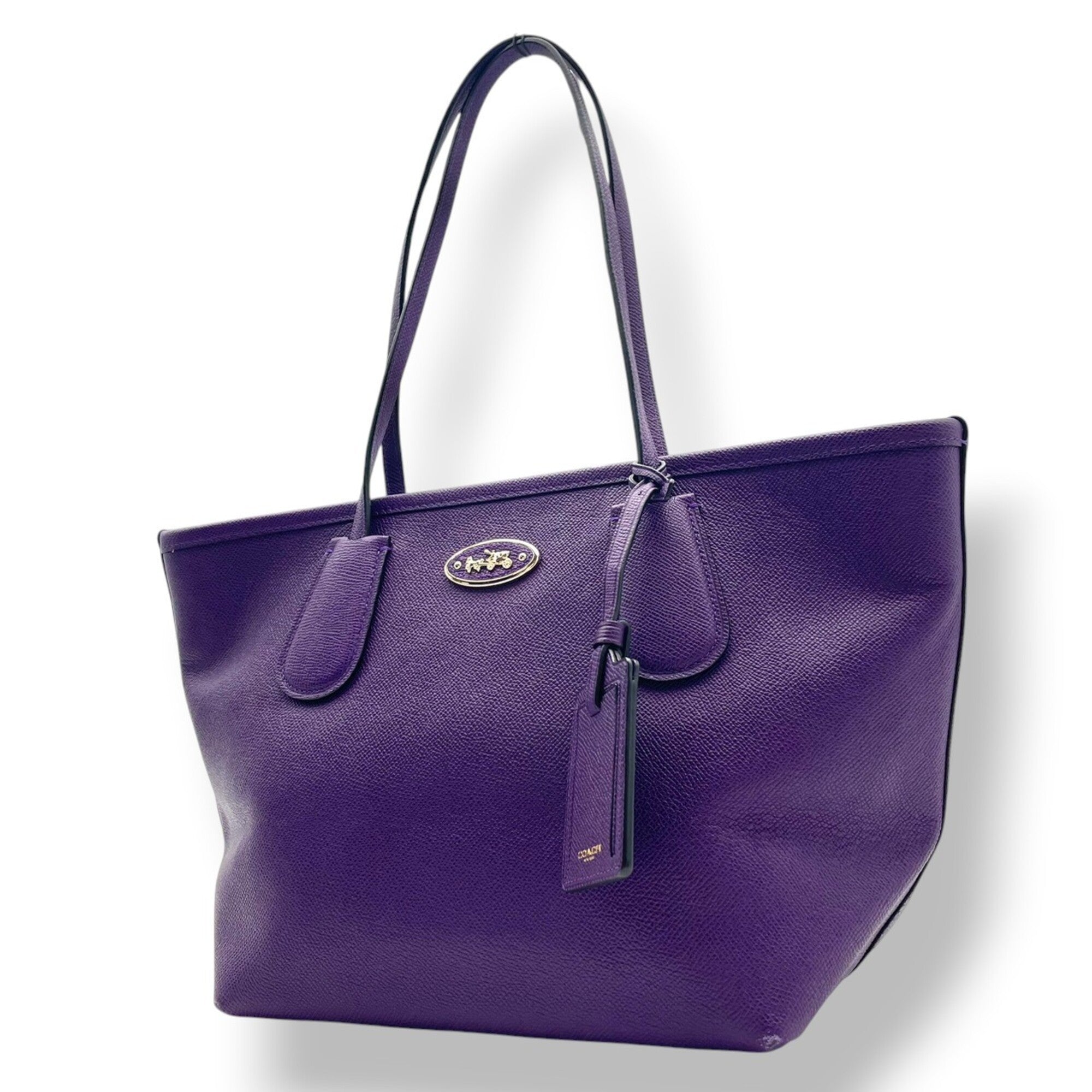 Coach Purple Leather Handbag Tote Bag (Pre-Owned)